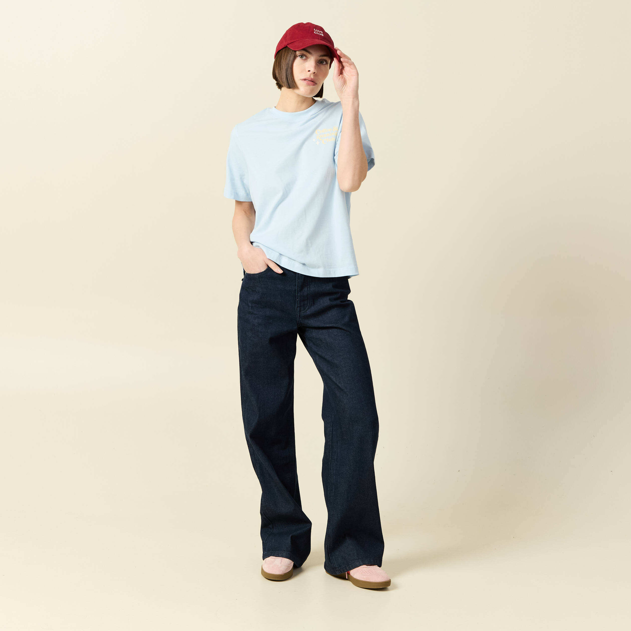 T-shirt en coton bleu clair femme