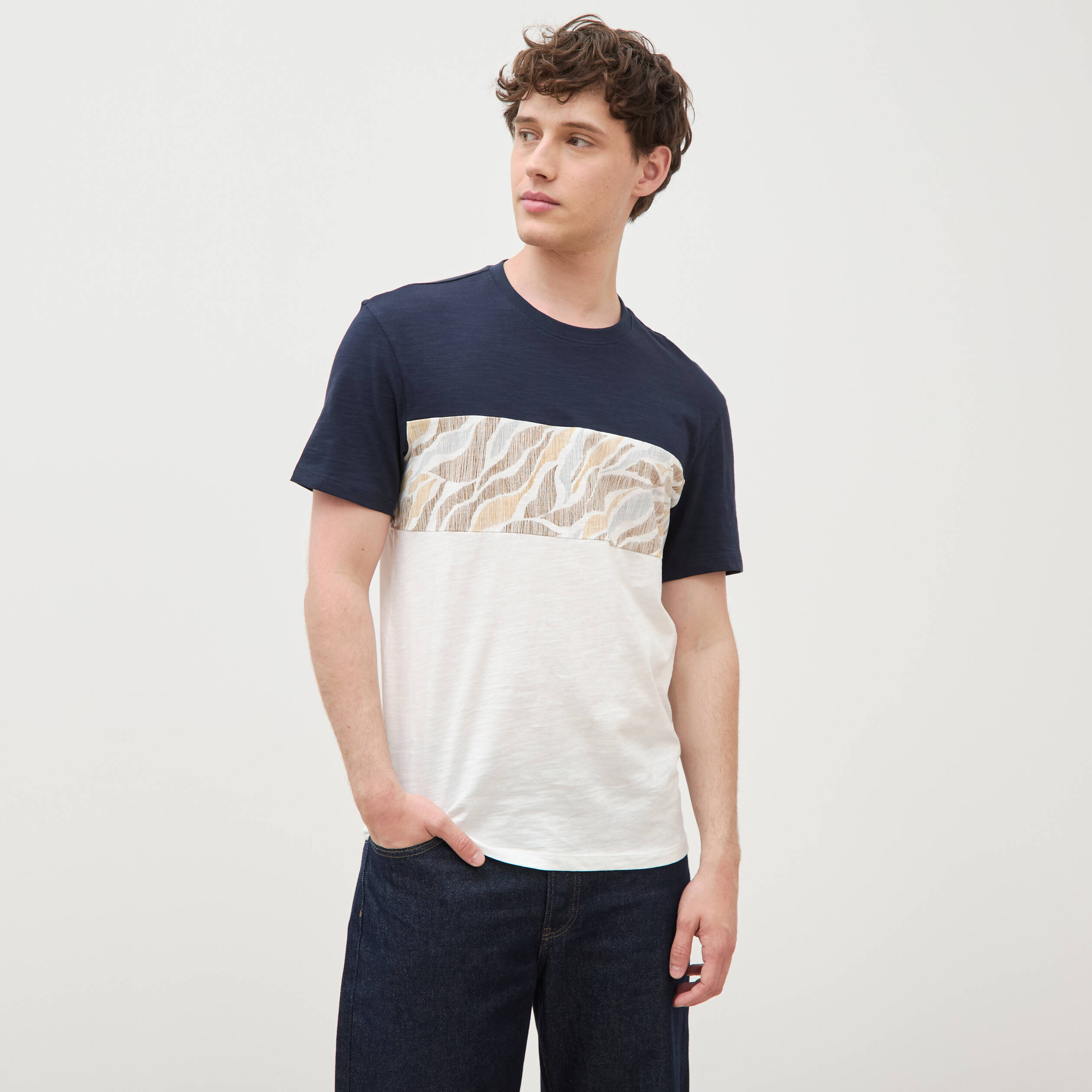 T-shirt manches courtes ecru homme