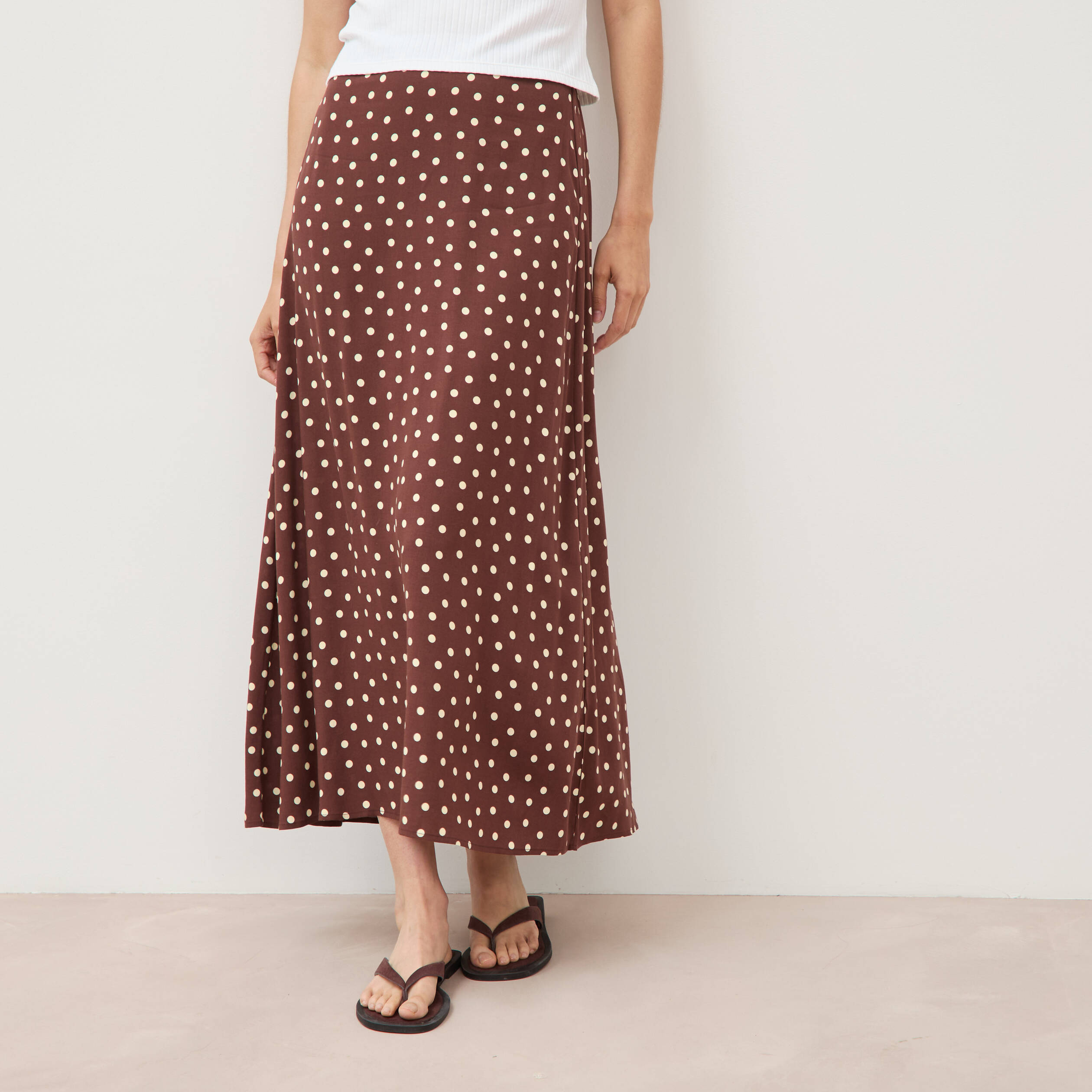 Jupe fluide marron femme