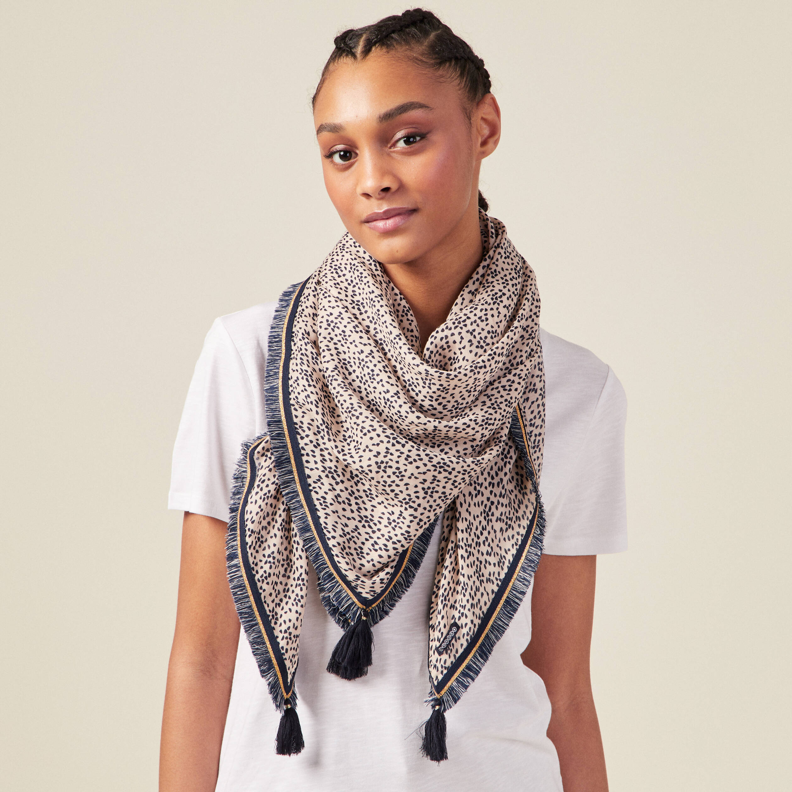 Foulard à franges bleu marine femme Bonobo