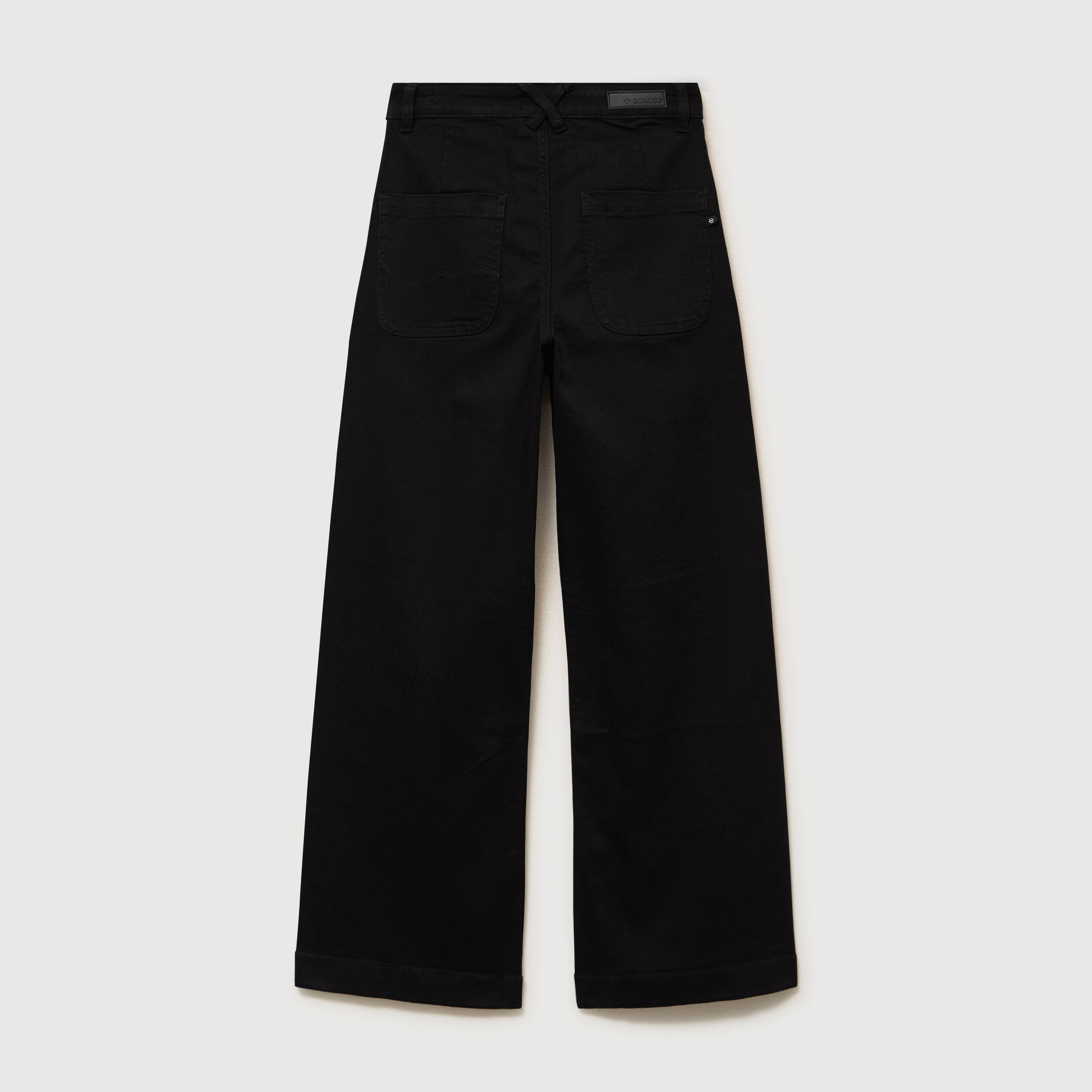 Jeans large taille haute denim noir femme