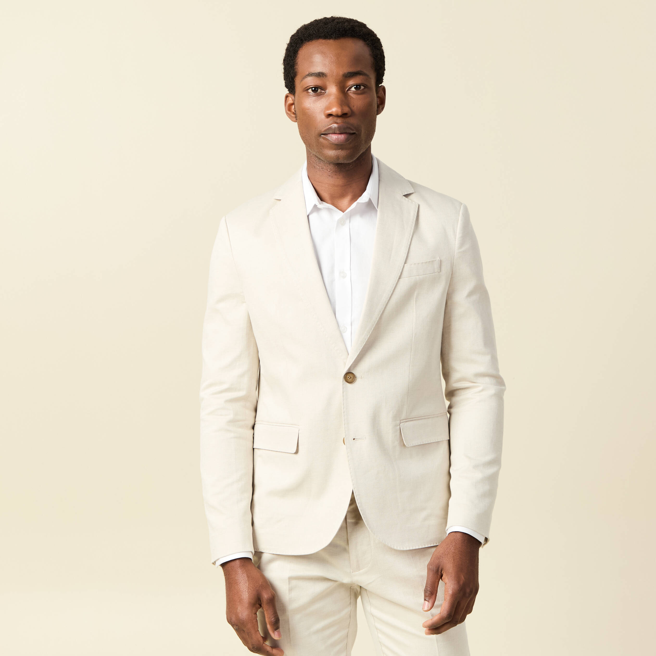 Blazer manches longues col classique sable homme