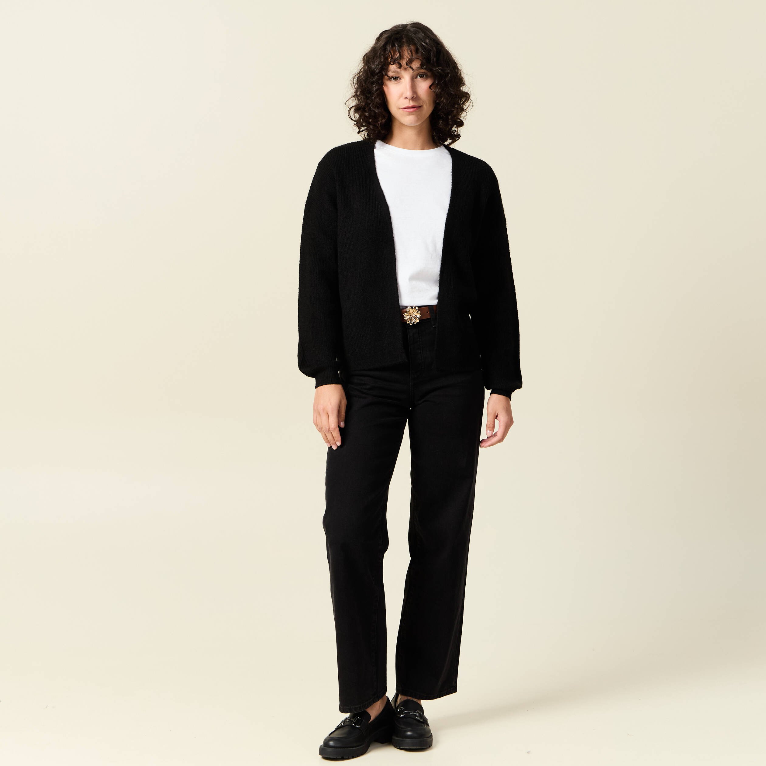 Gilet manches longues noir femme