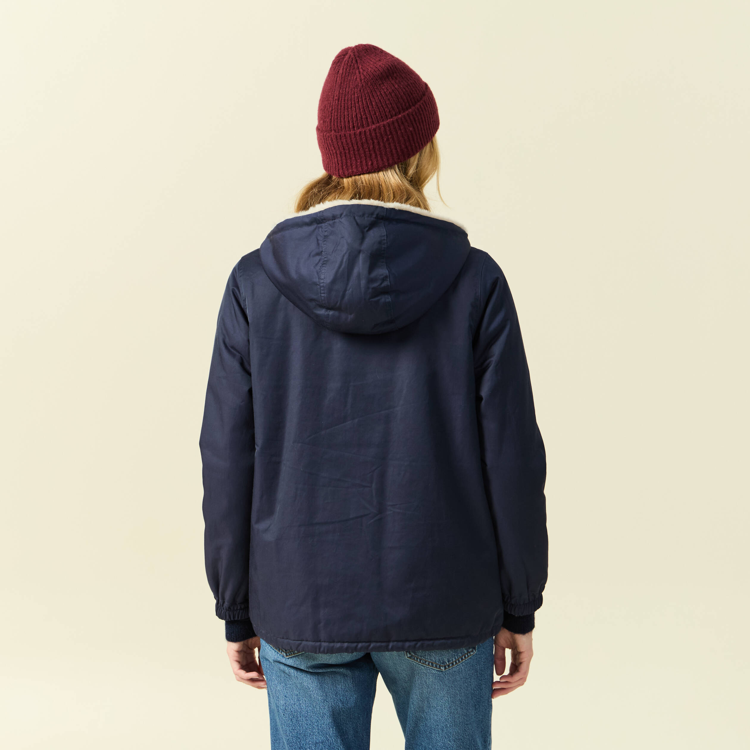 Parka r&eacute;versible bleu marine femme
