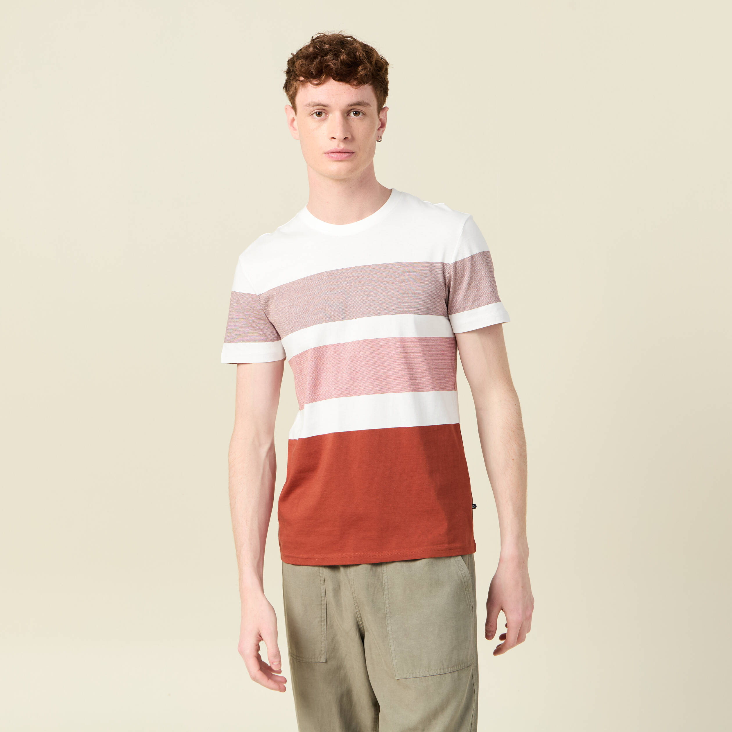 t shirt manches courtes marron cognac homme T-shirt manches courtes marron cognac homme