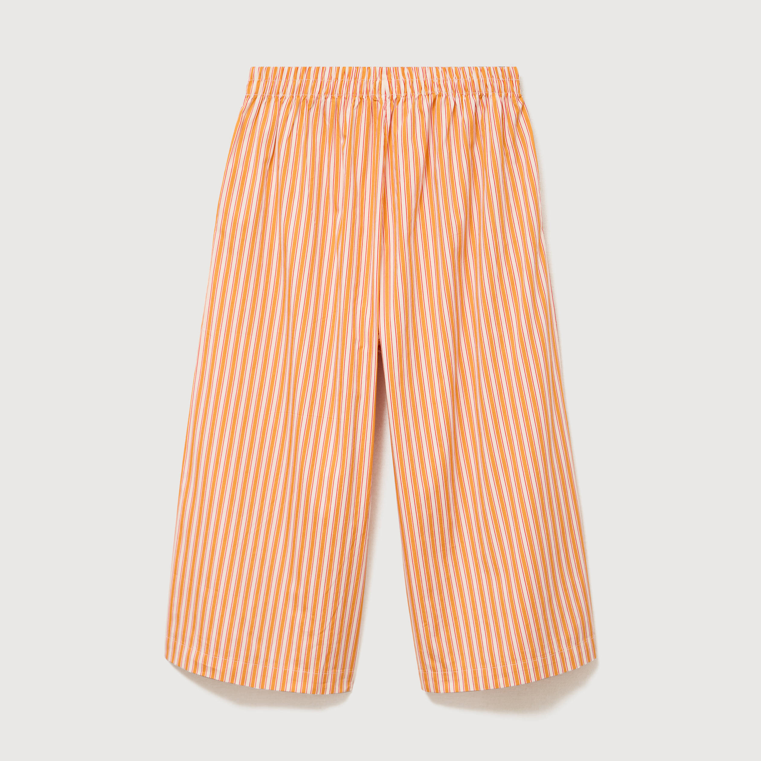 Pantalon large taille haute 3/4 en coton orange abricot femme