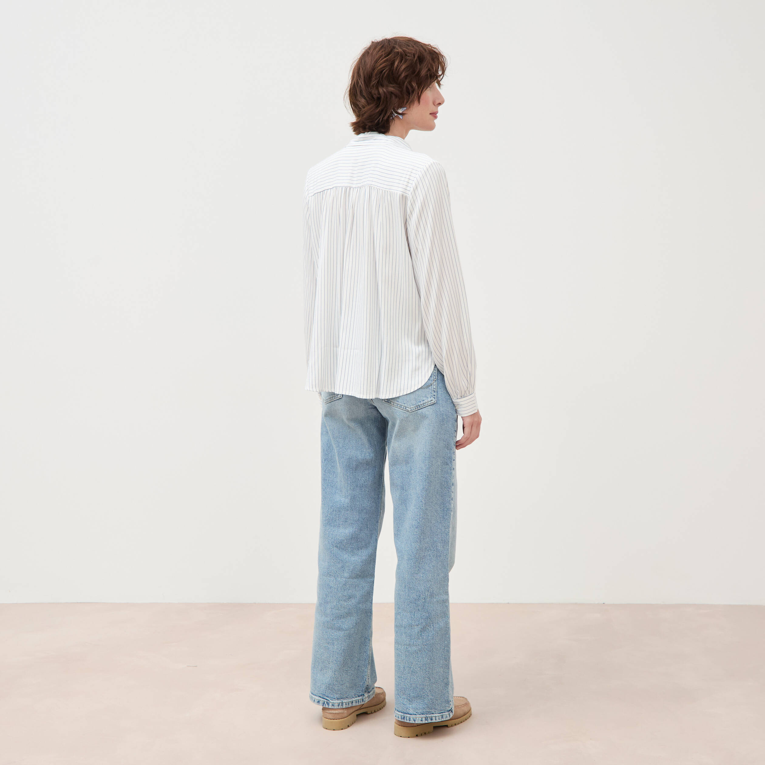Blouse manches longues bleu femme