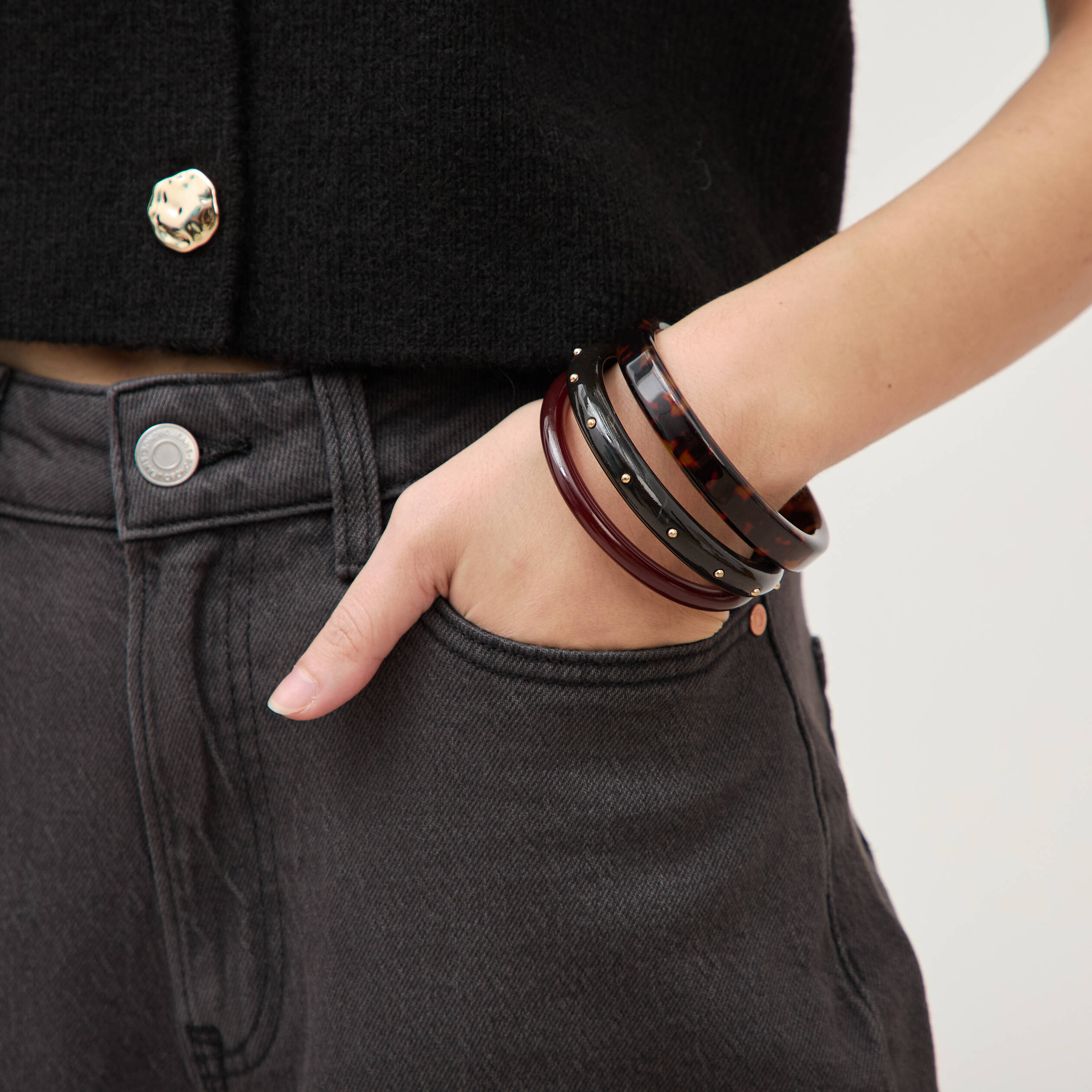 Lot de 3 bracelets marron femme