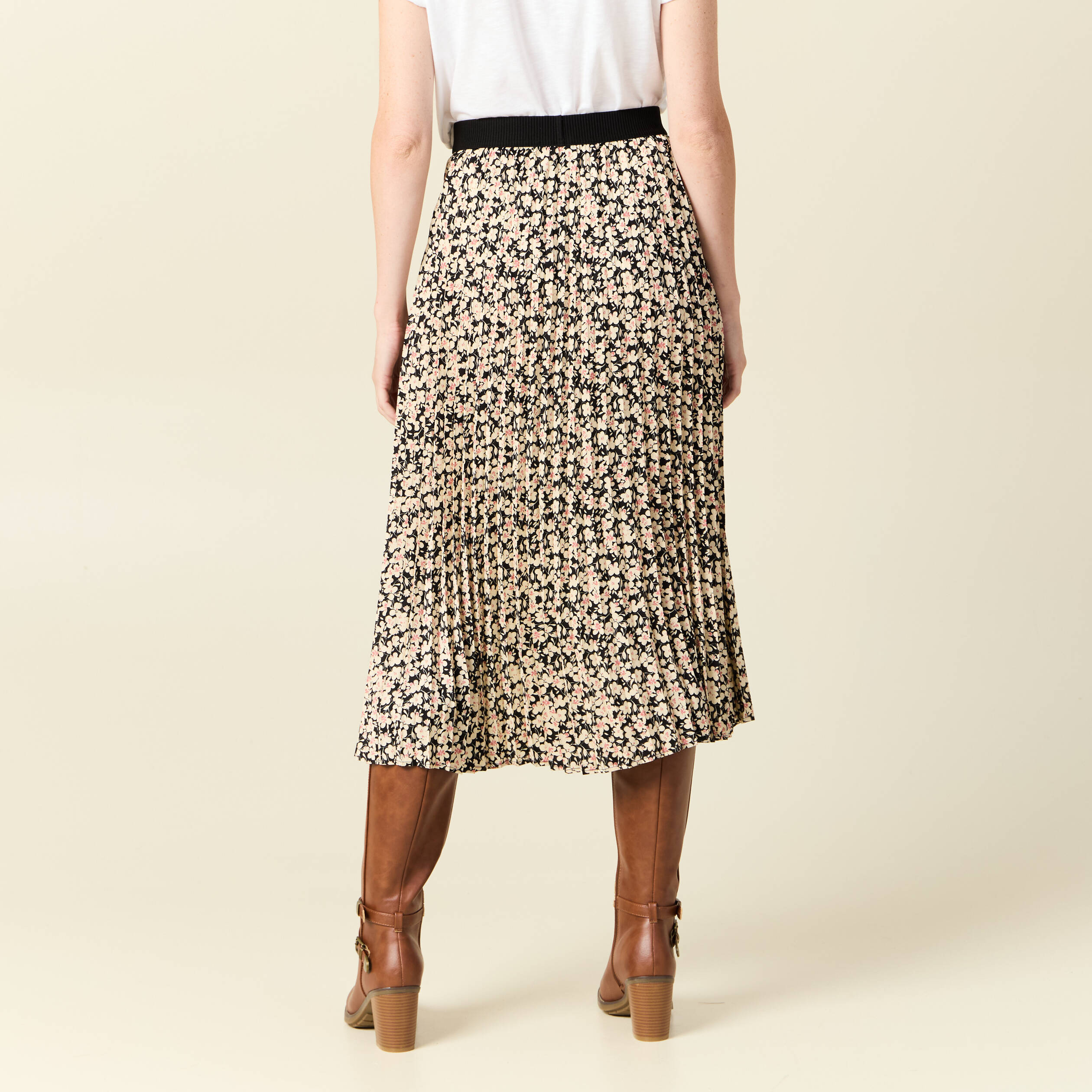 Jupe midi ?�vas?�e pliss?�e noir femme | Bonobo