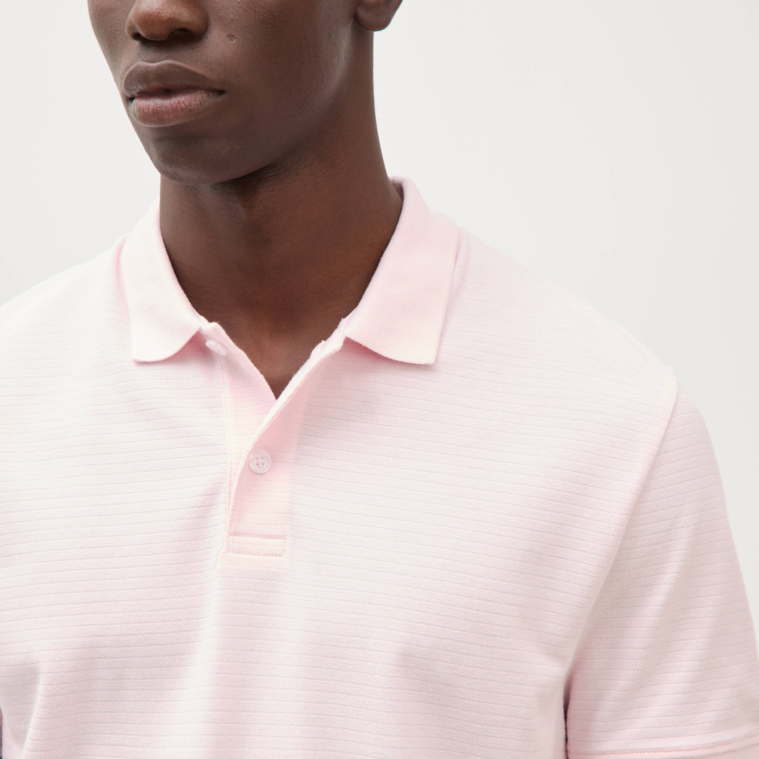 Polo cintr&eacute; en coton manches courtes rose homme