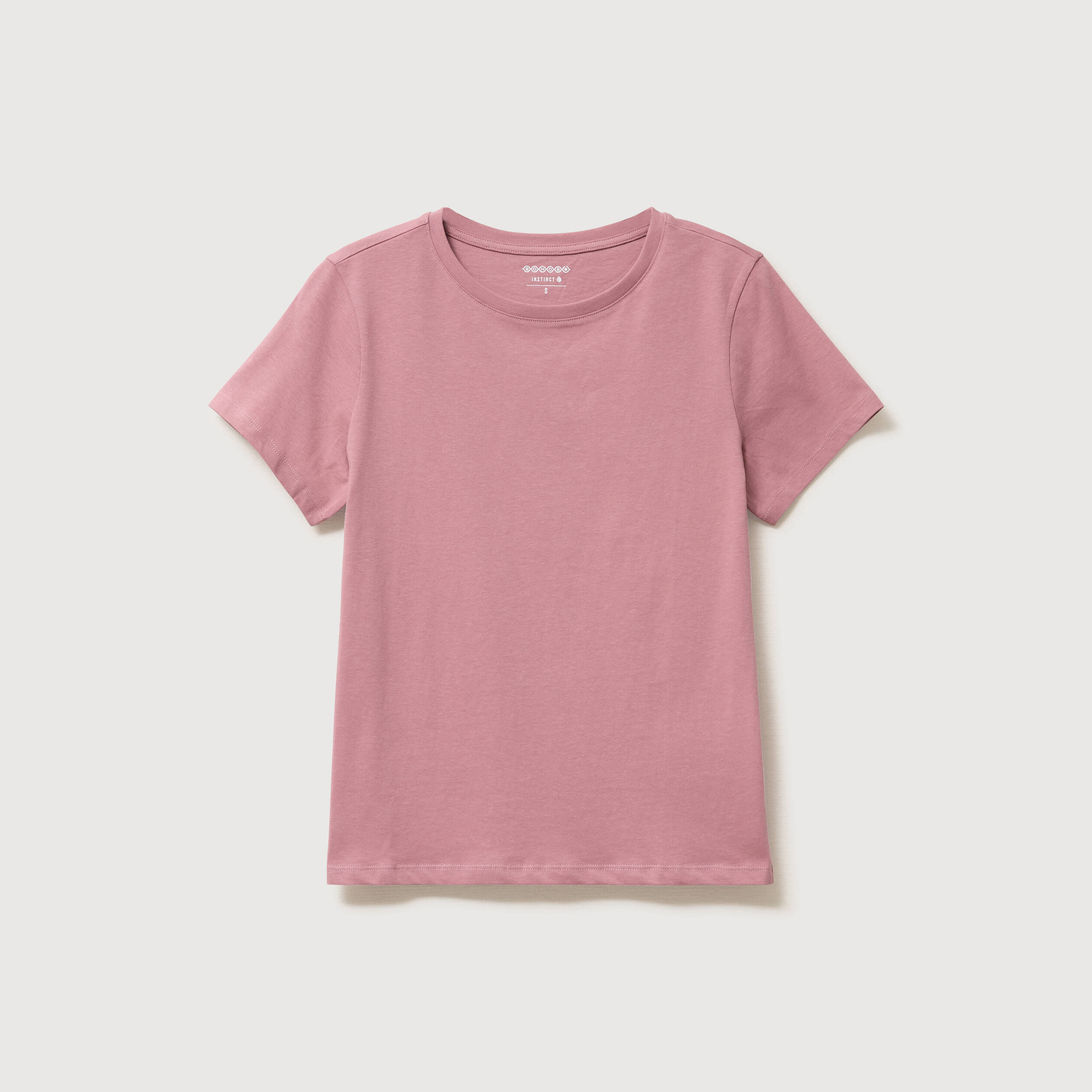 T-shirt cintr&eacute; col rond manches courtes vieux rose femme