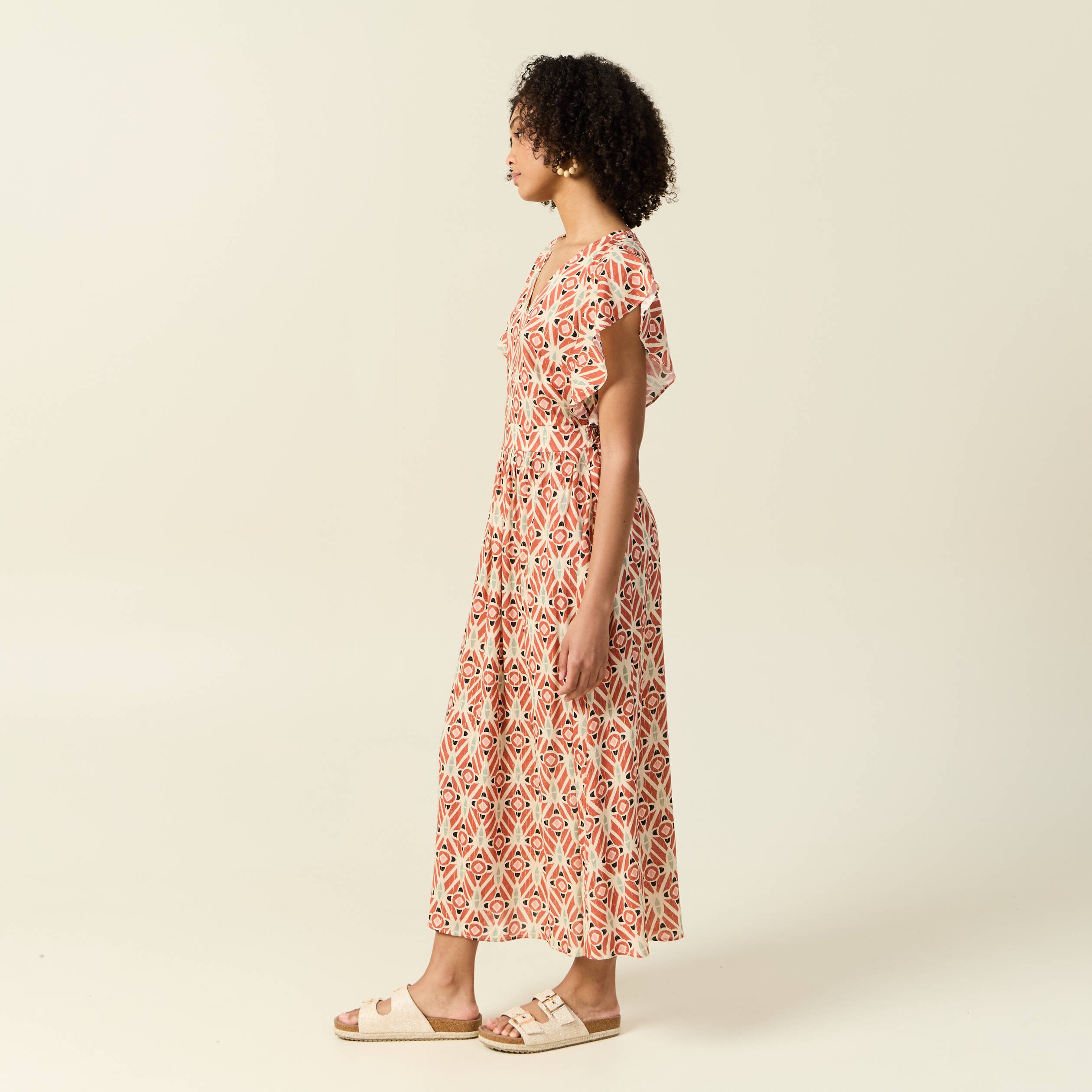 robe longue droite fluide terracotta femme Robe longue droite fluide terracotta femme