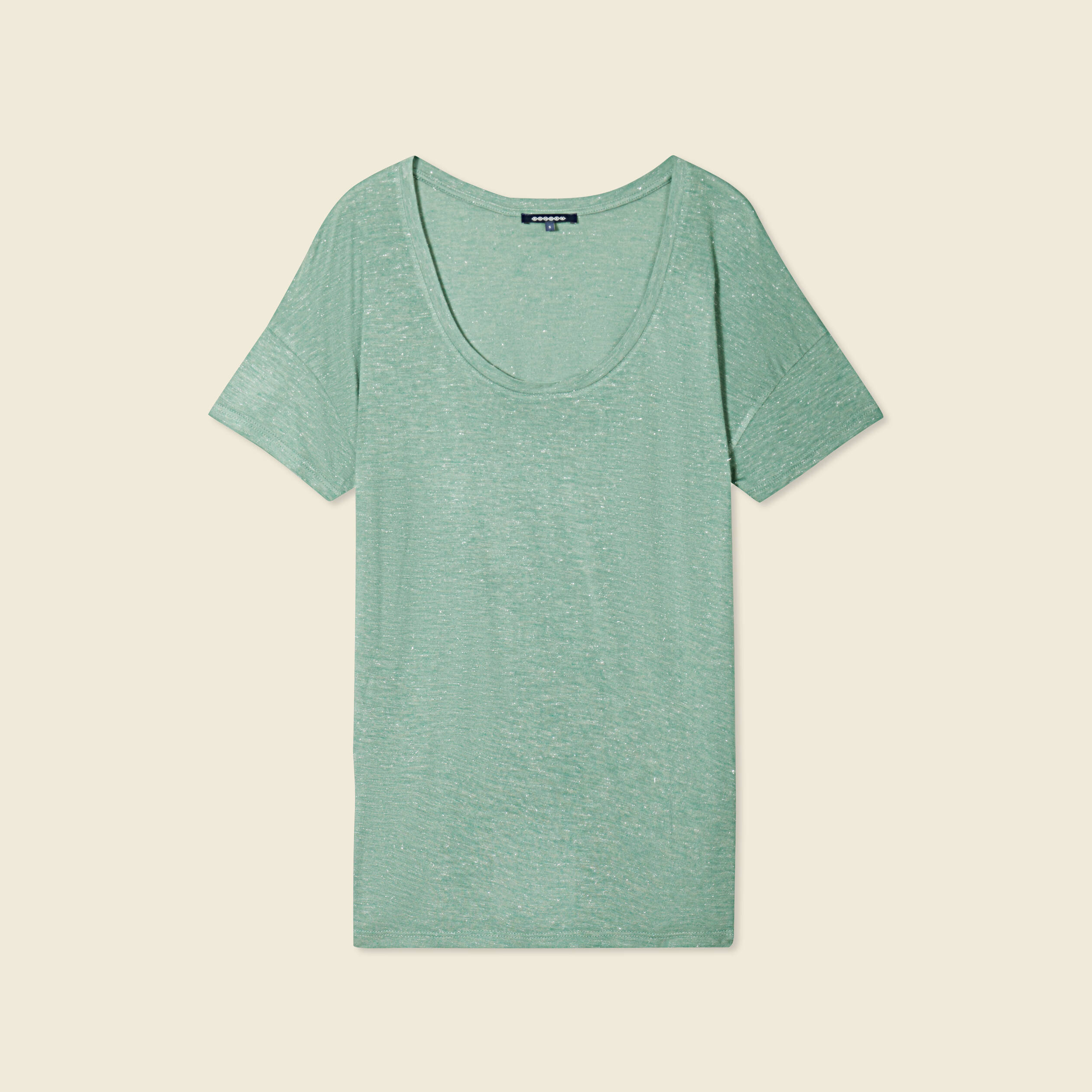 t shirt manches courtes brillant vert fonce femme T-shirt manches courtes brillant vert foncé femme