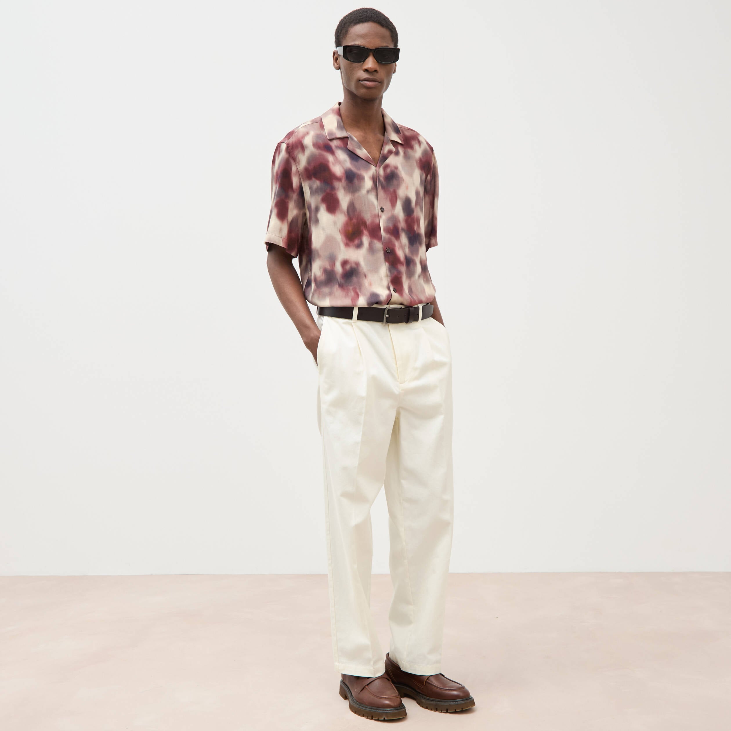 Chemise boyfriend manches courtes prune homme