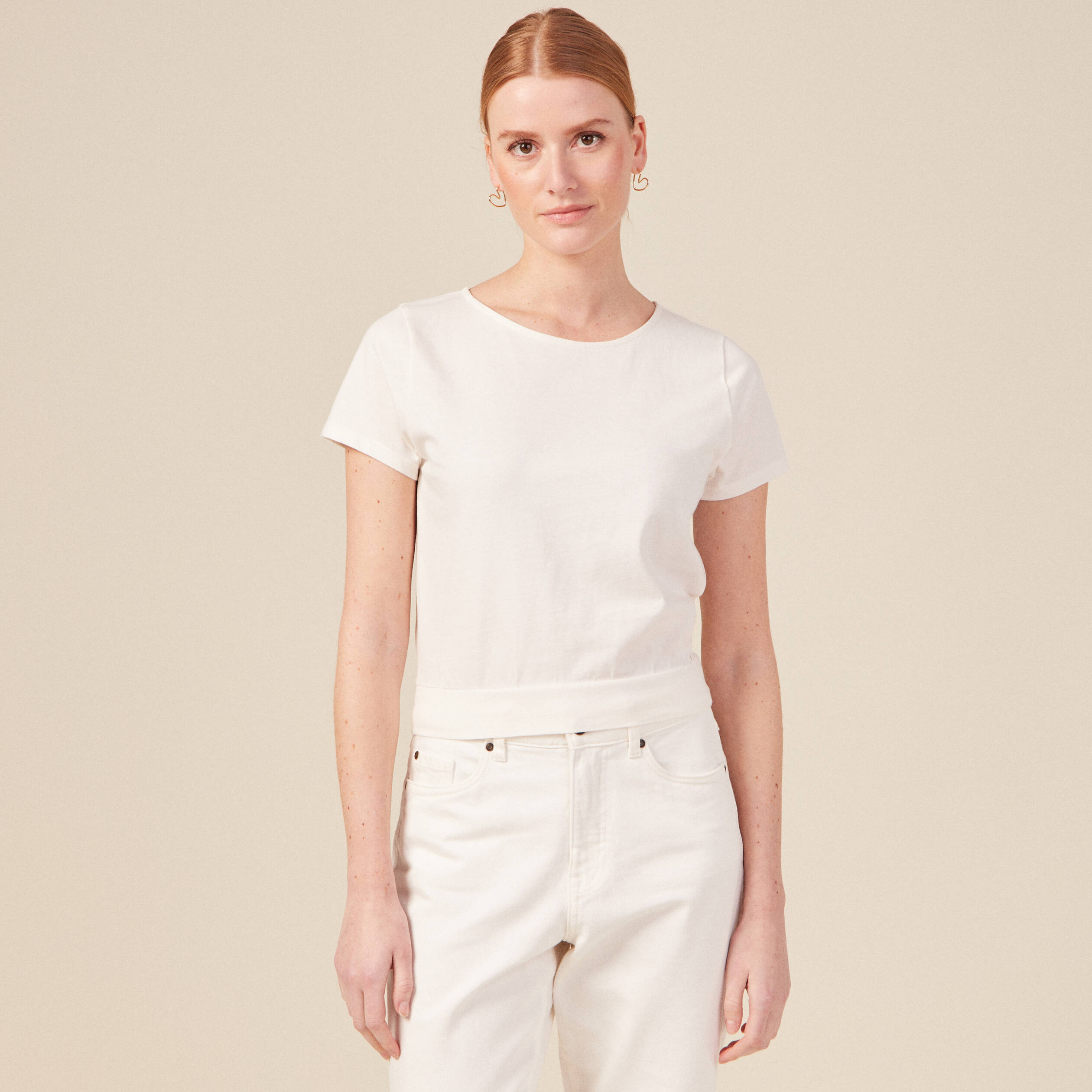 t shirt manches courtes creme femme T-shirt manches courtes creme femme