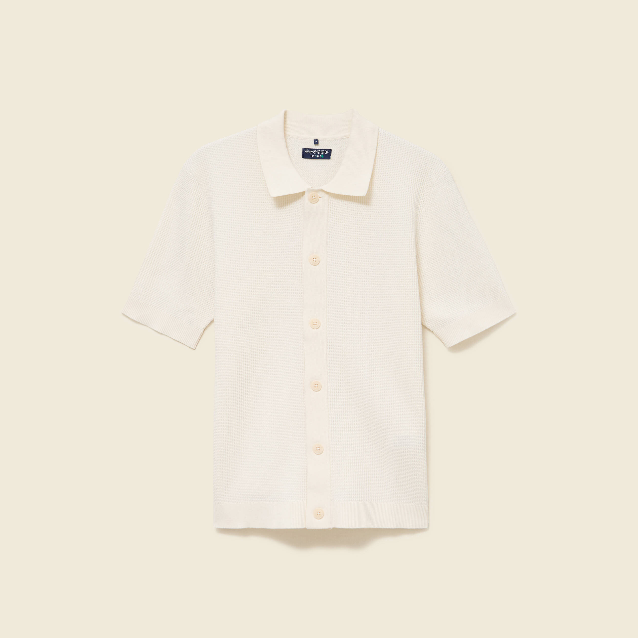 Chemise manches courtes col polo ecru homme