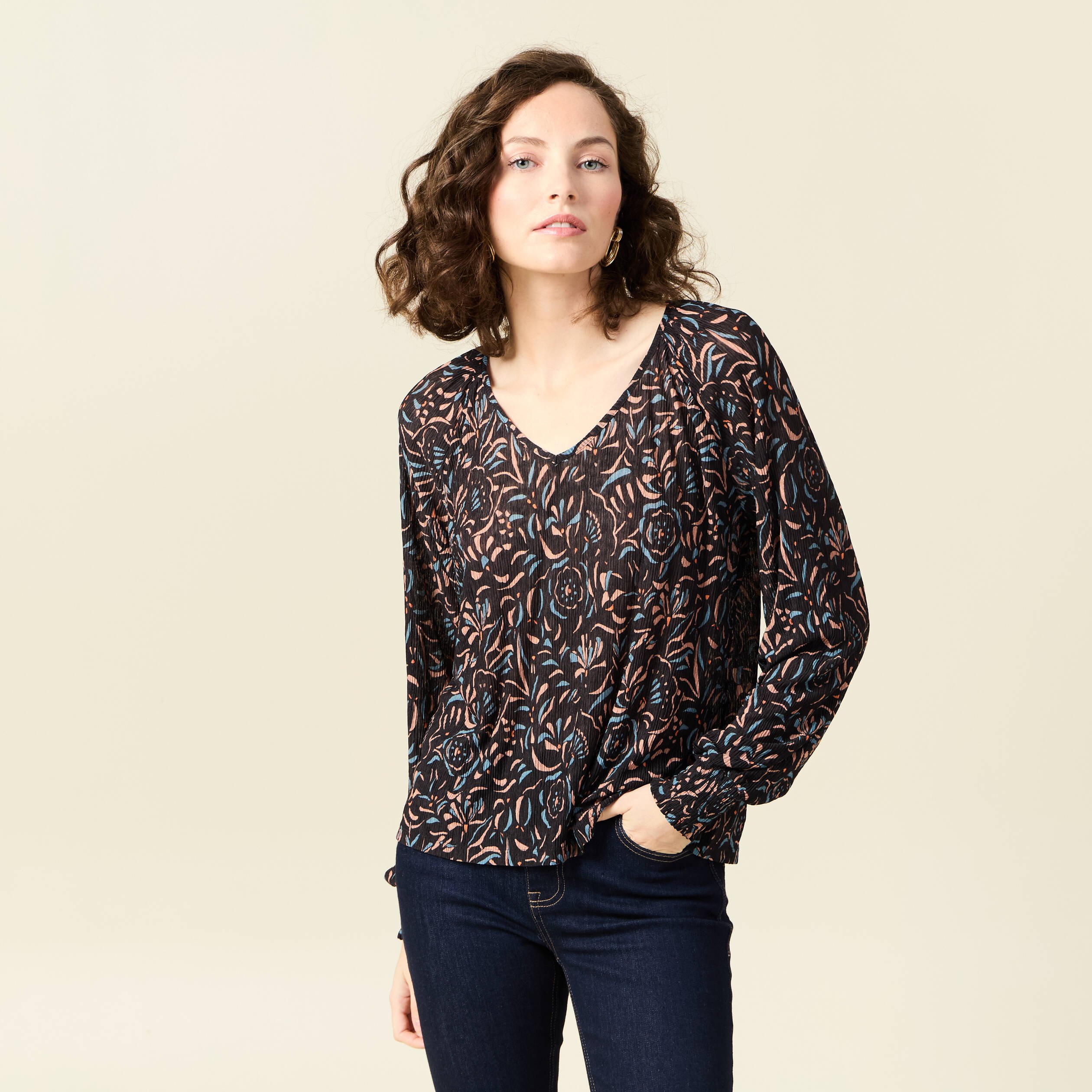 t shirt manches longues noir femme T-shirt manches longues noir femme
