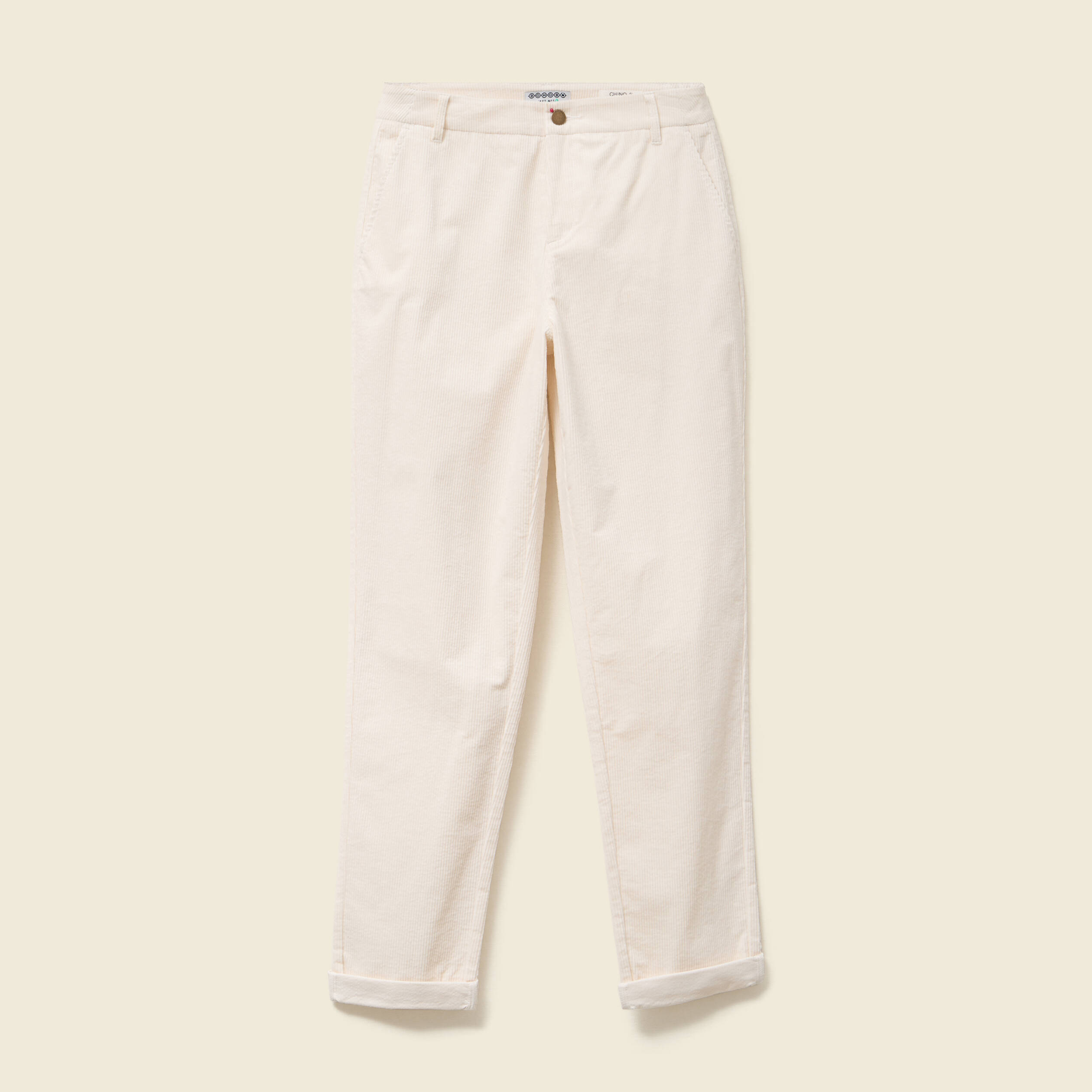 Pantalon large 7/8&egrave;me taille haute ecru femme