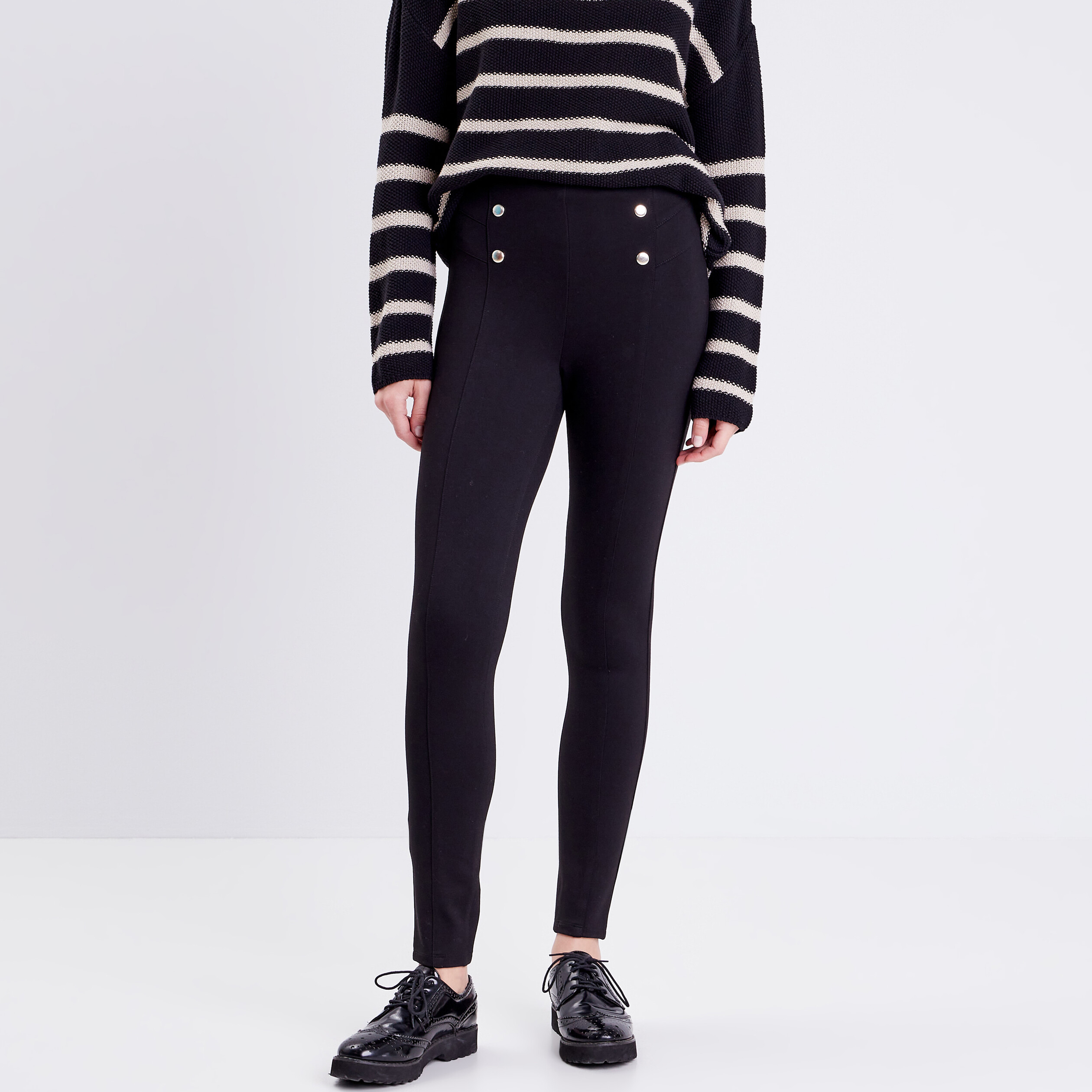 Pantalon jegging taille haute noir femme