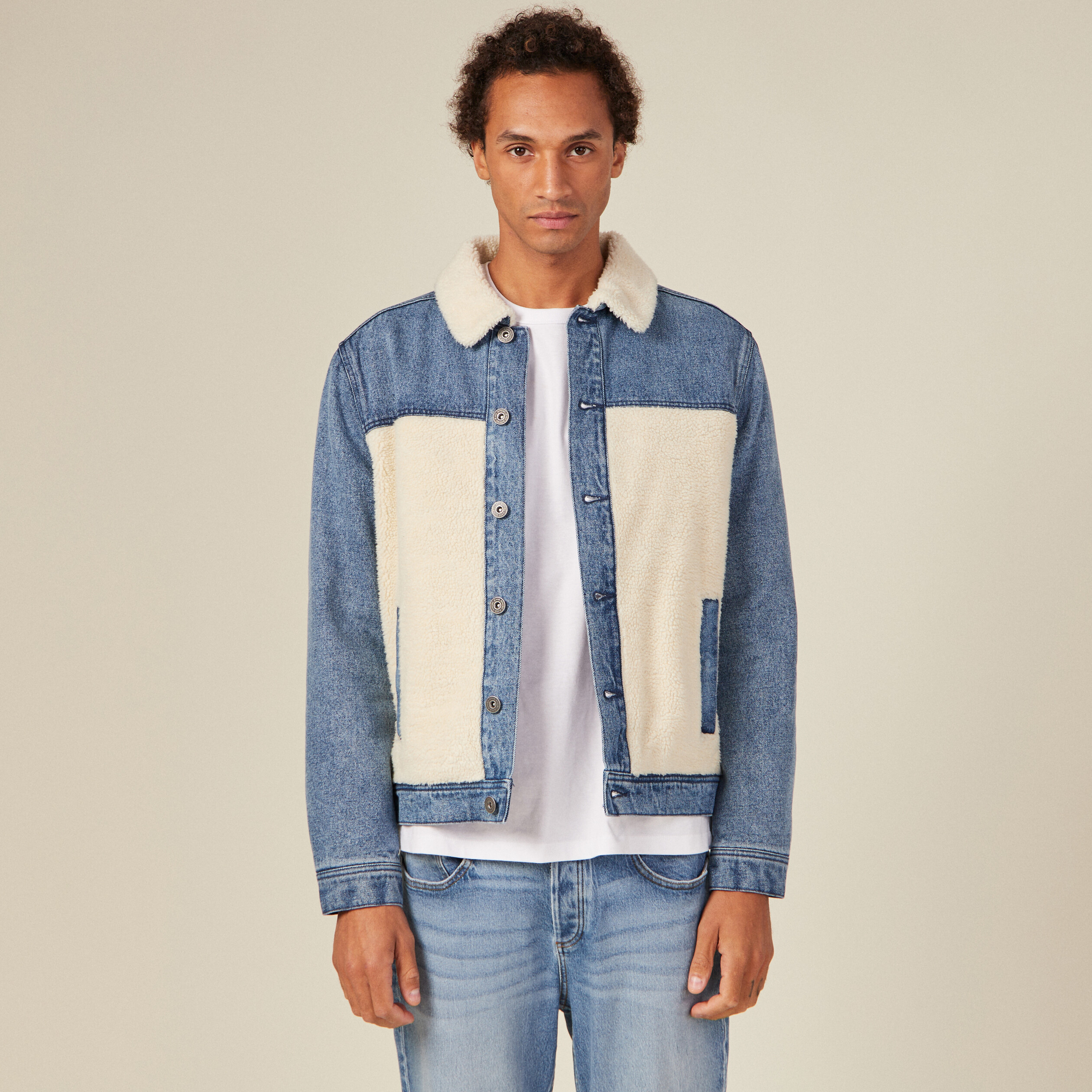 Blouson droit en jean denim stone homme