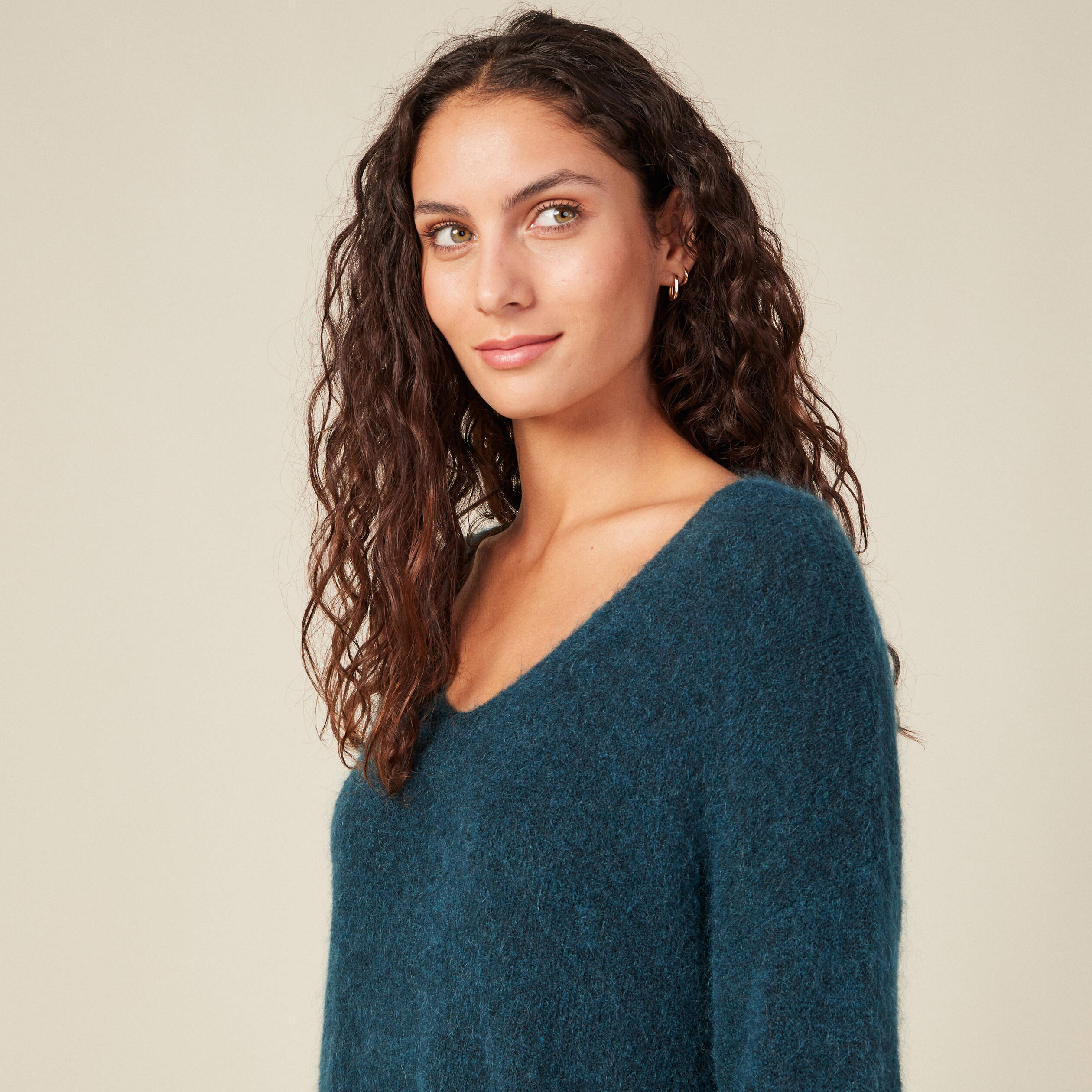 Pull éco-responsable bleu canard femme
