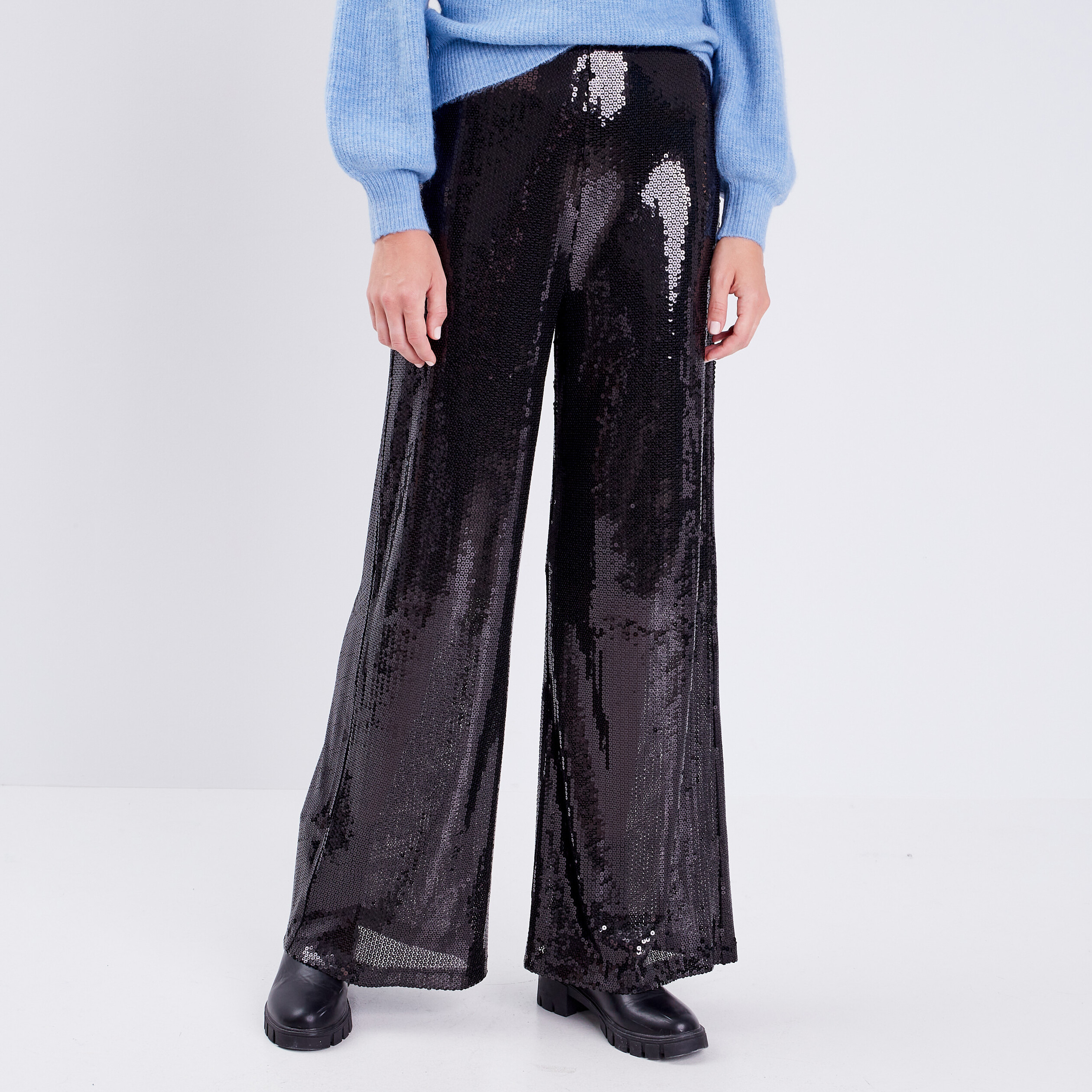 Pantalon Droit à Sequins Bordeaux – Maison Lou