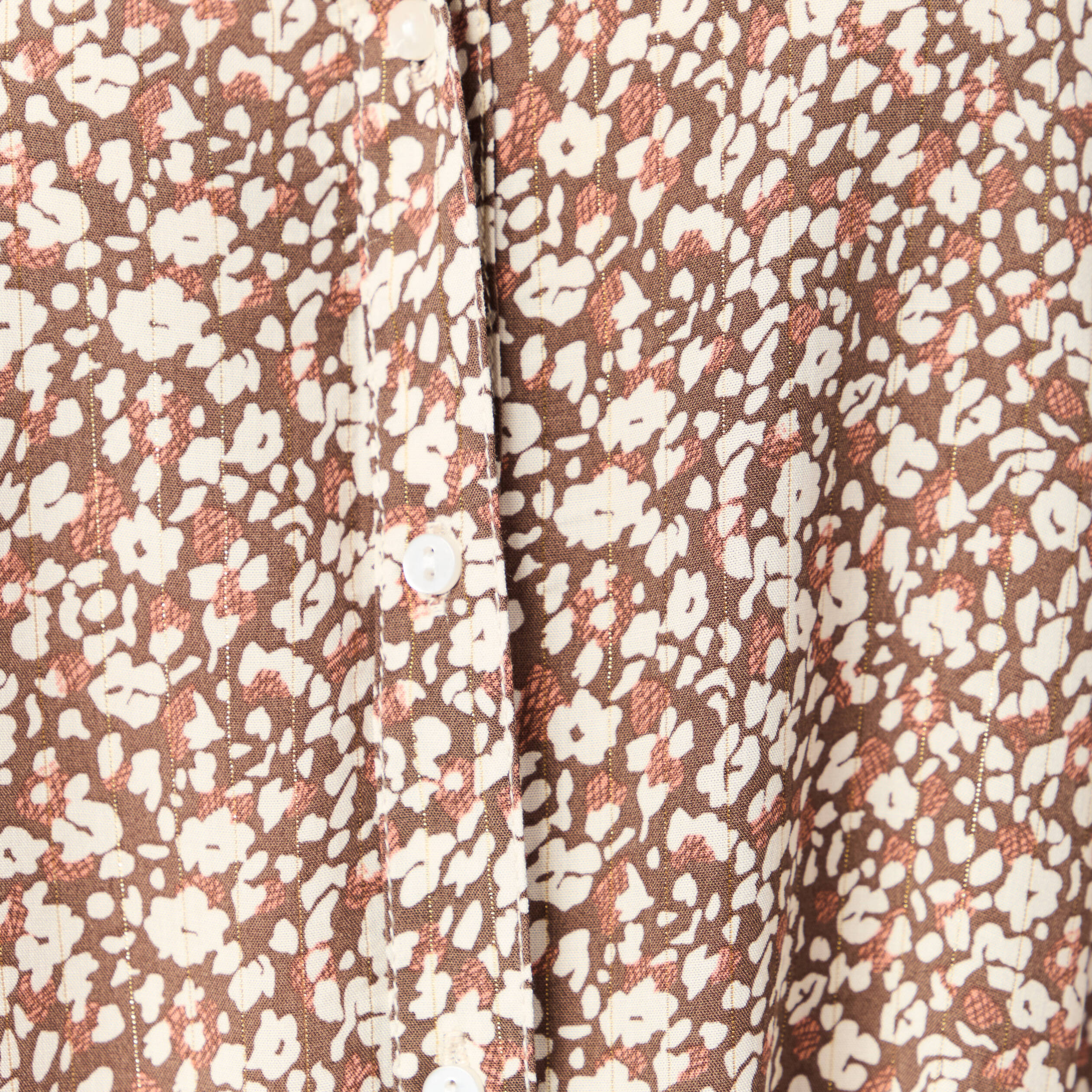 Blouse droite courte manches longues marron femme