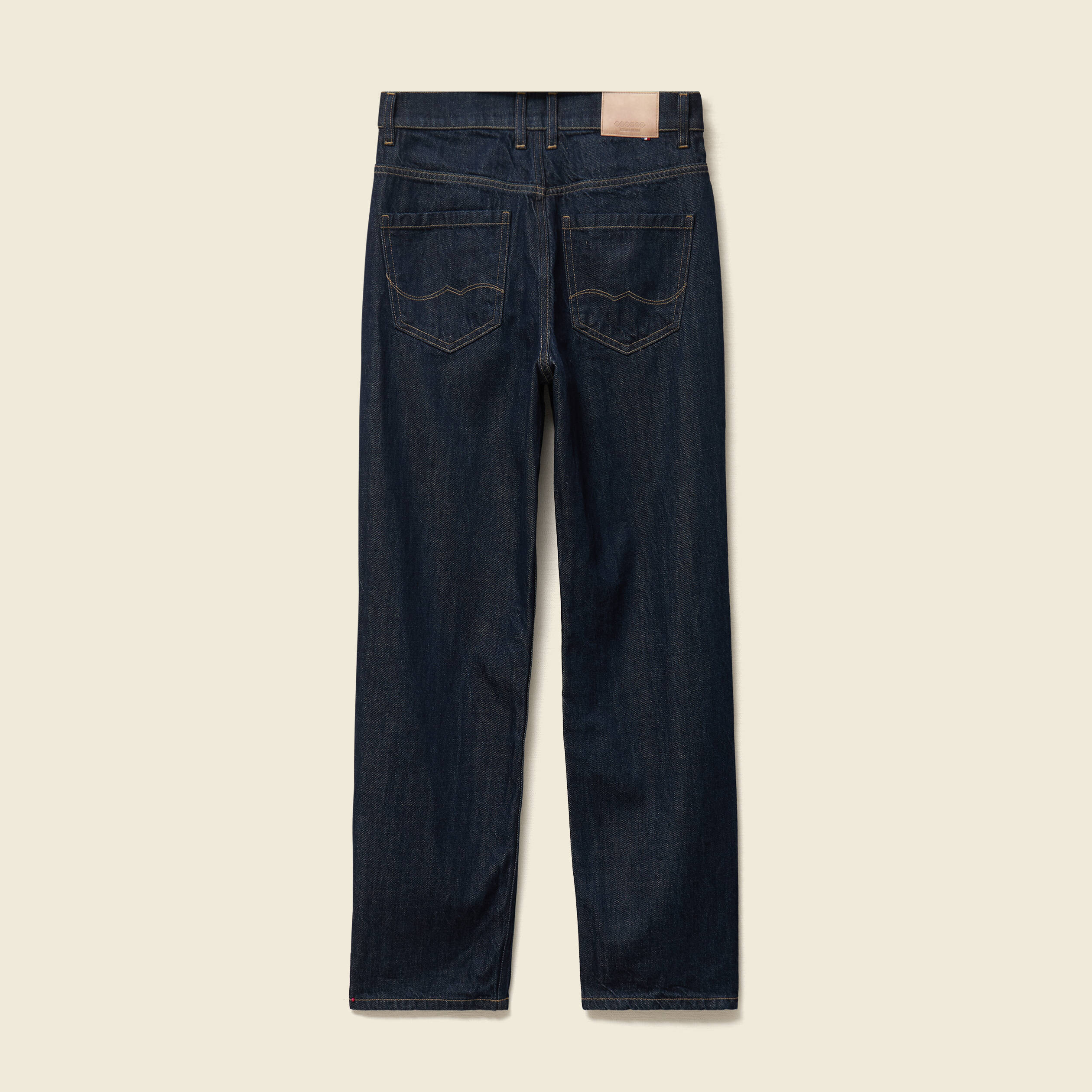 Jeans straight taille haute denim brut rinse femme