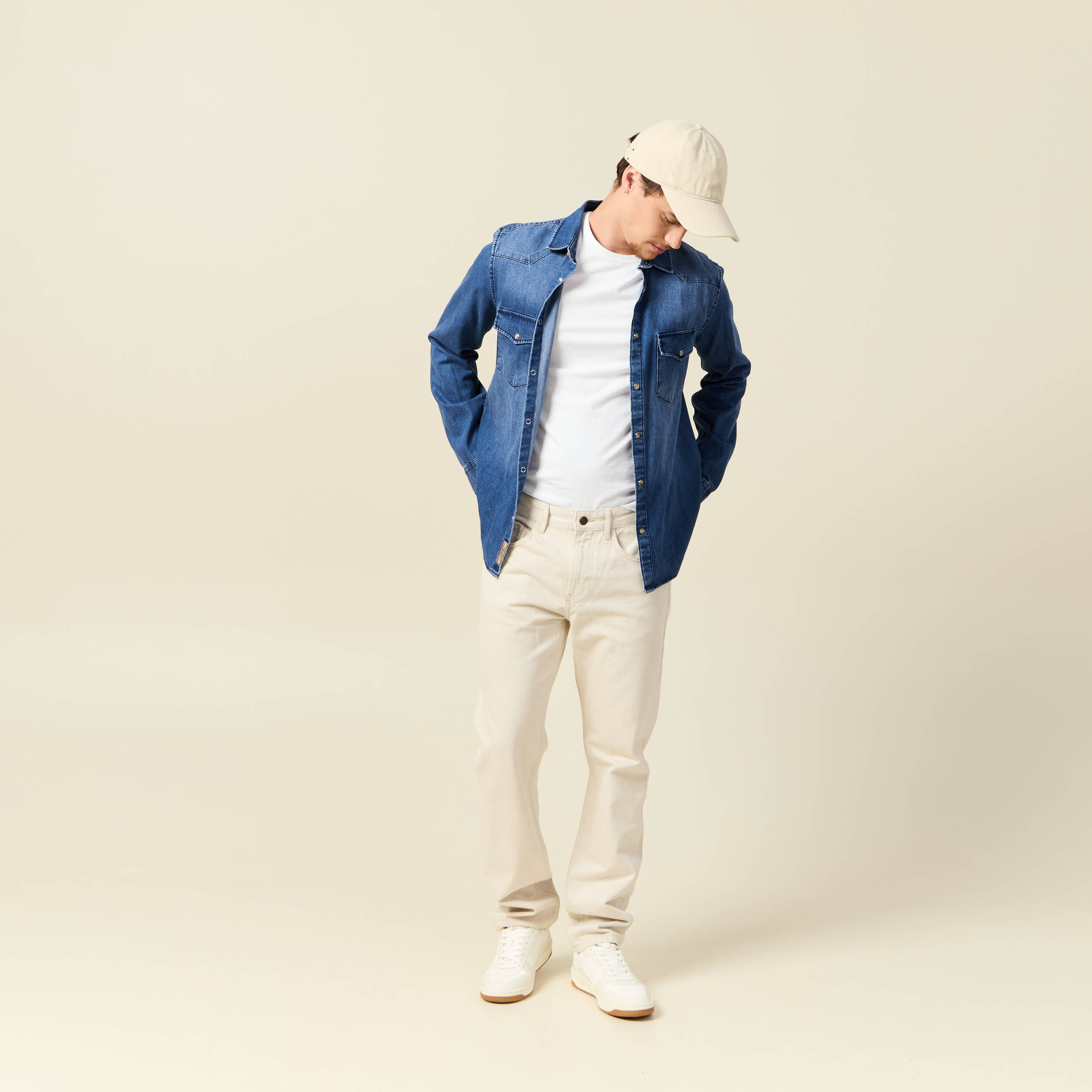 jeans straight longueur 32 en coton ecru homme Jeans straight longueur 32 en coton ecru homme