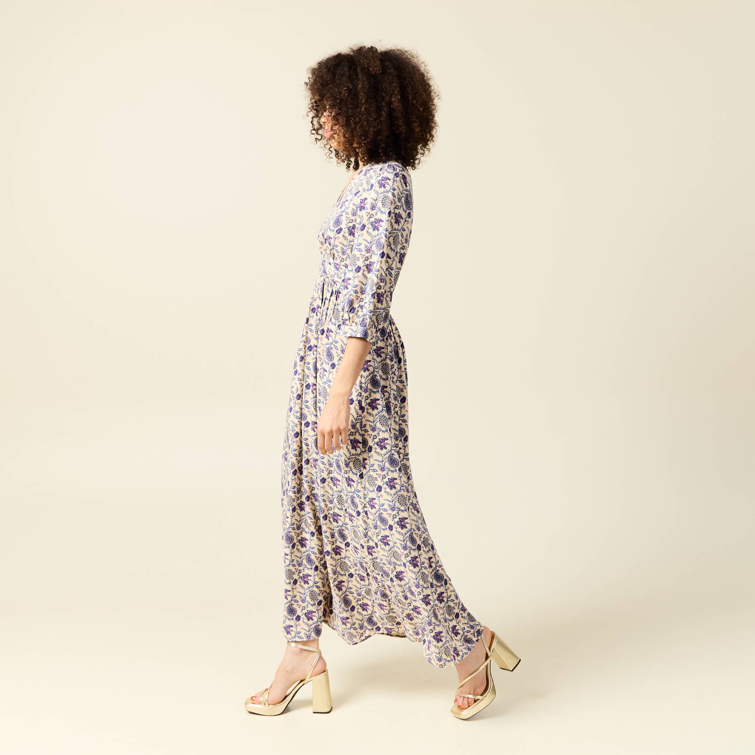 robe col v manches longues bleu femme Robe col V manches longues bleu femme
