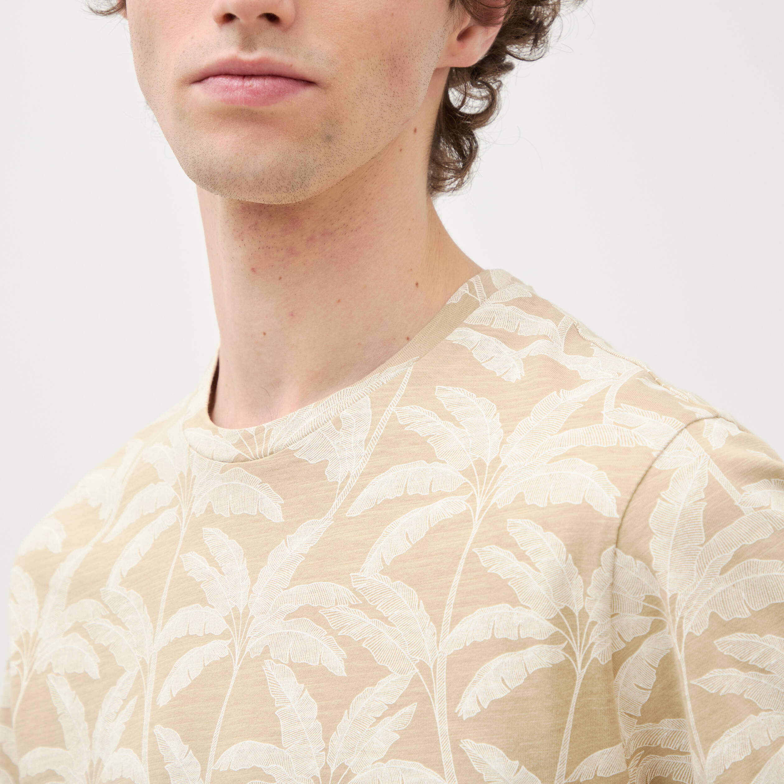 T-shirt manches courtes beige moyen homme