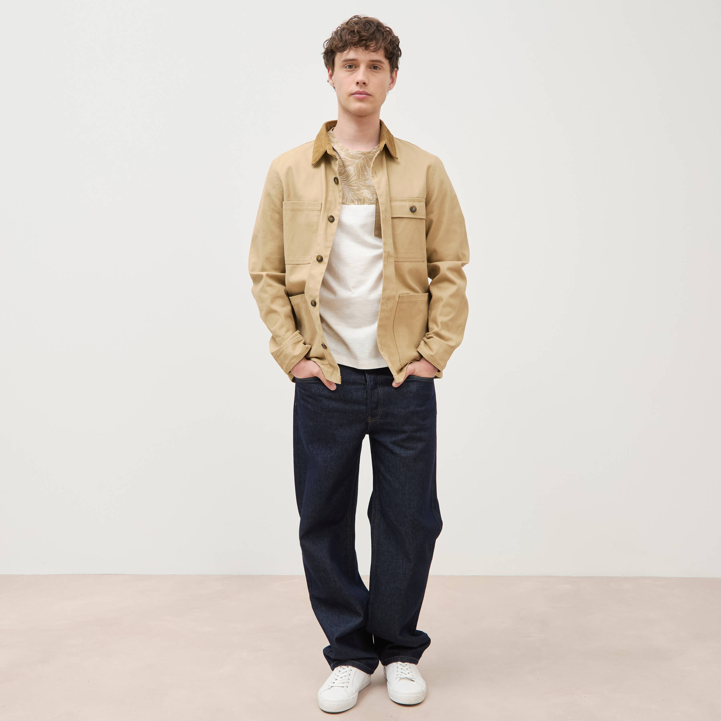 T-shirt manches courtes beige moyen homme