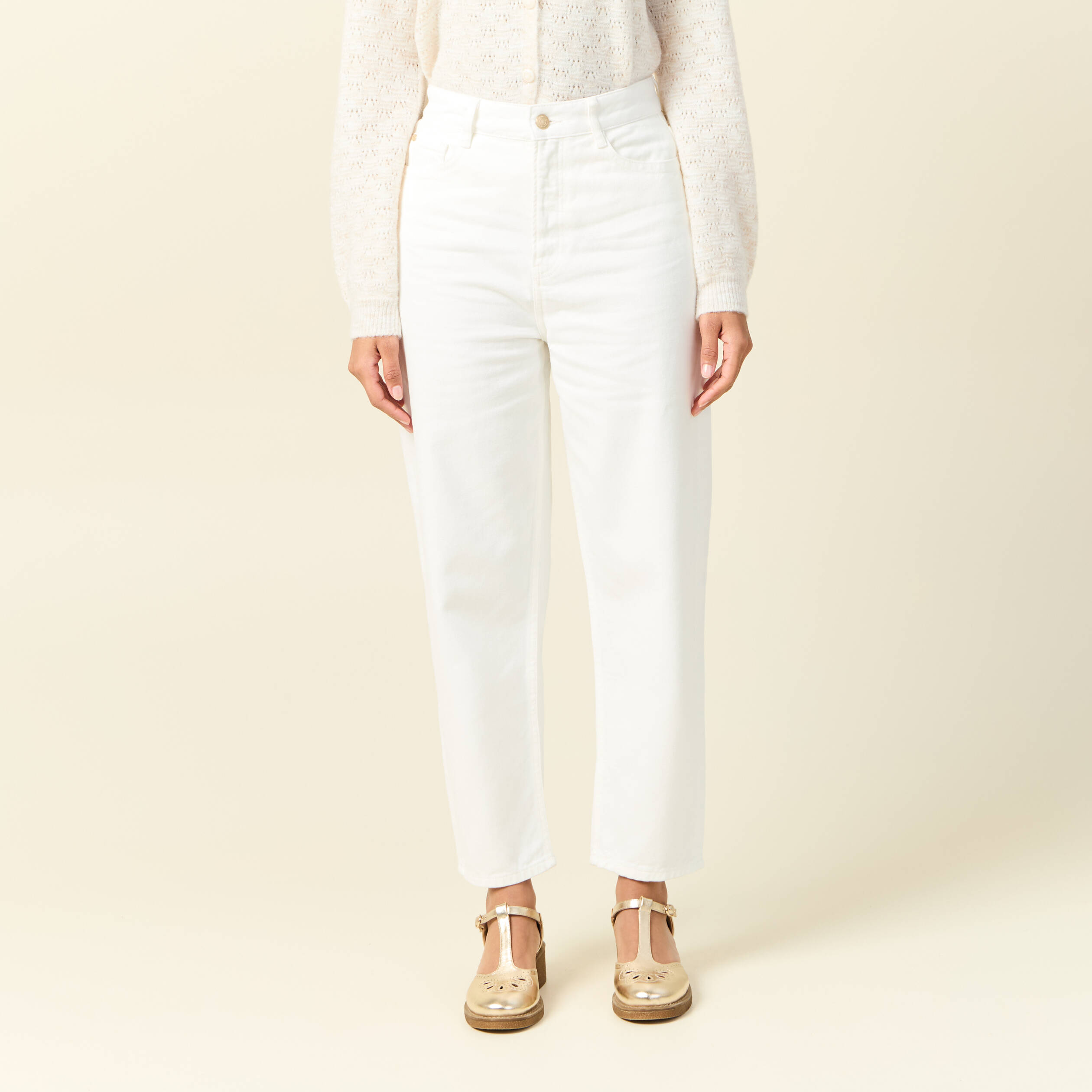 pantalon slouchy 78eme ecru femme Pantalon slouchy 7/8ème ecru femme