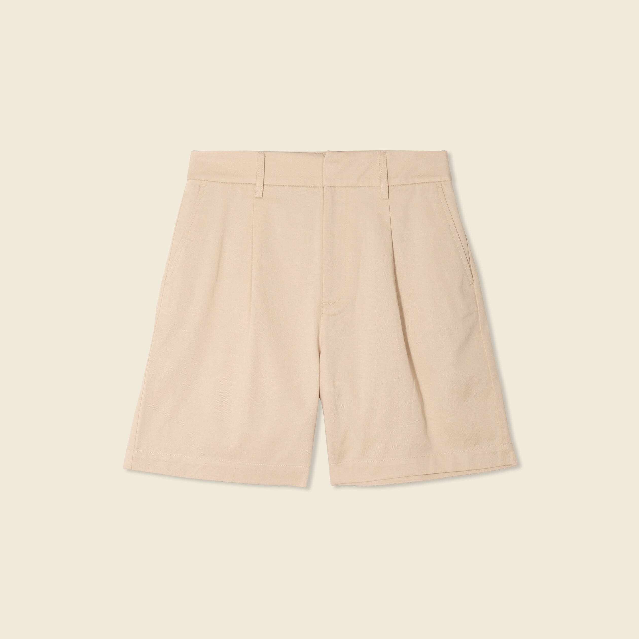 bermuda droit taille haute beige femme Bermuda droit taille haute beige femme