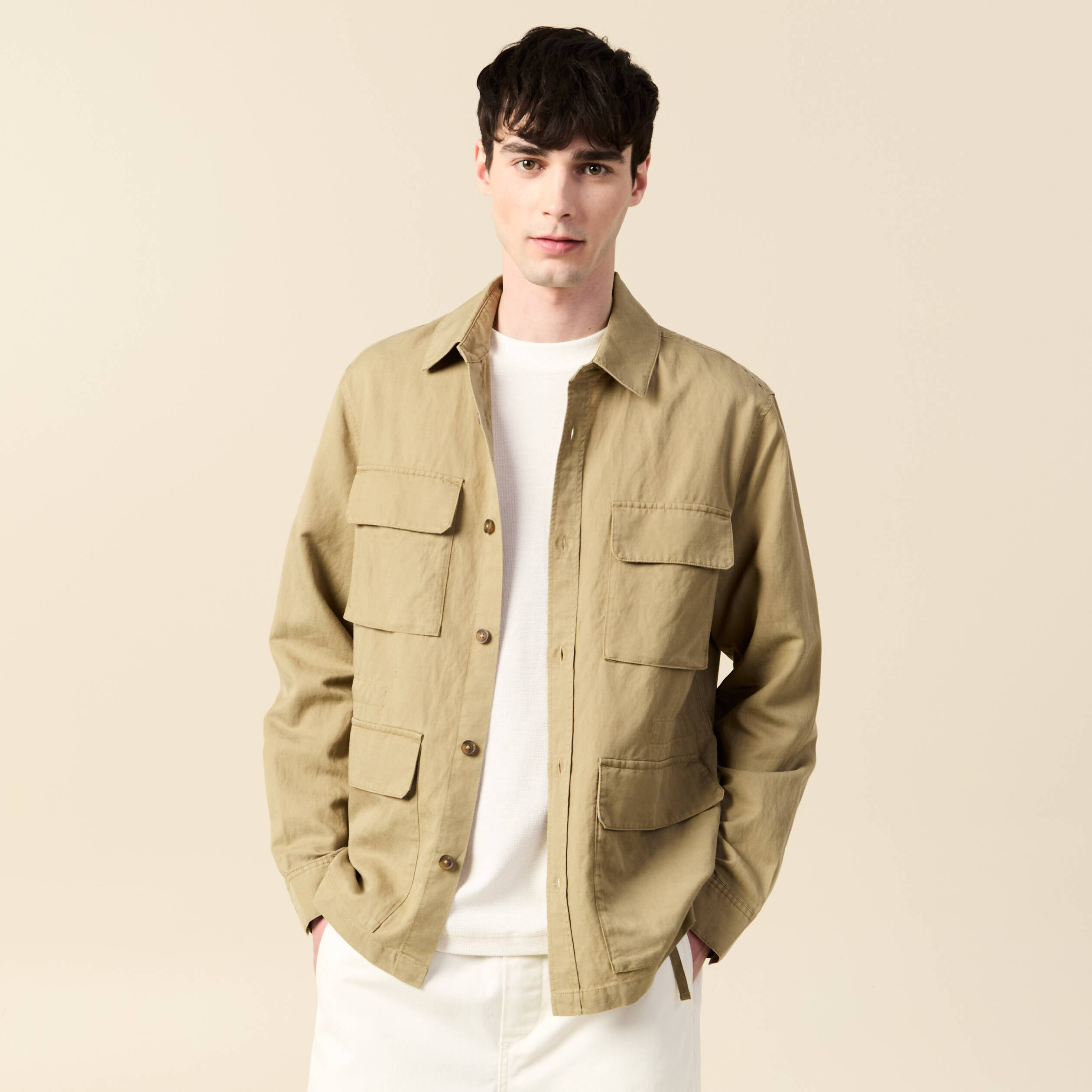 veste oversize poches rabat taupe homme Veste oversize poches rabat taupe homme