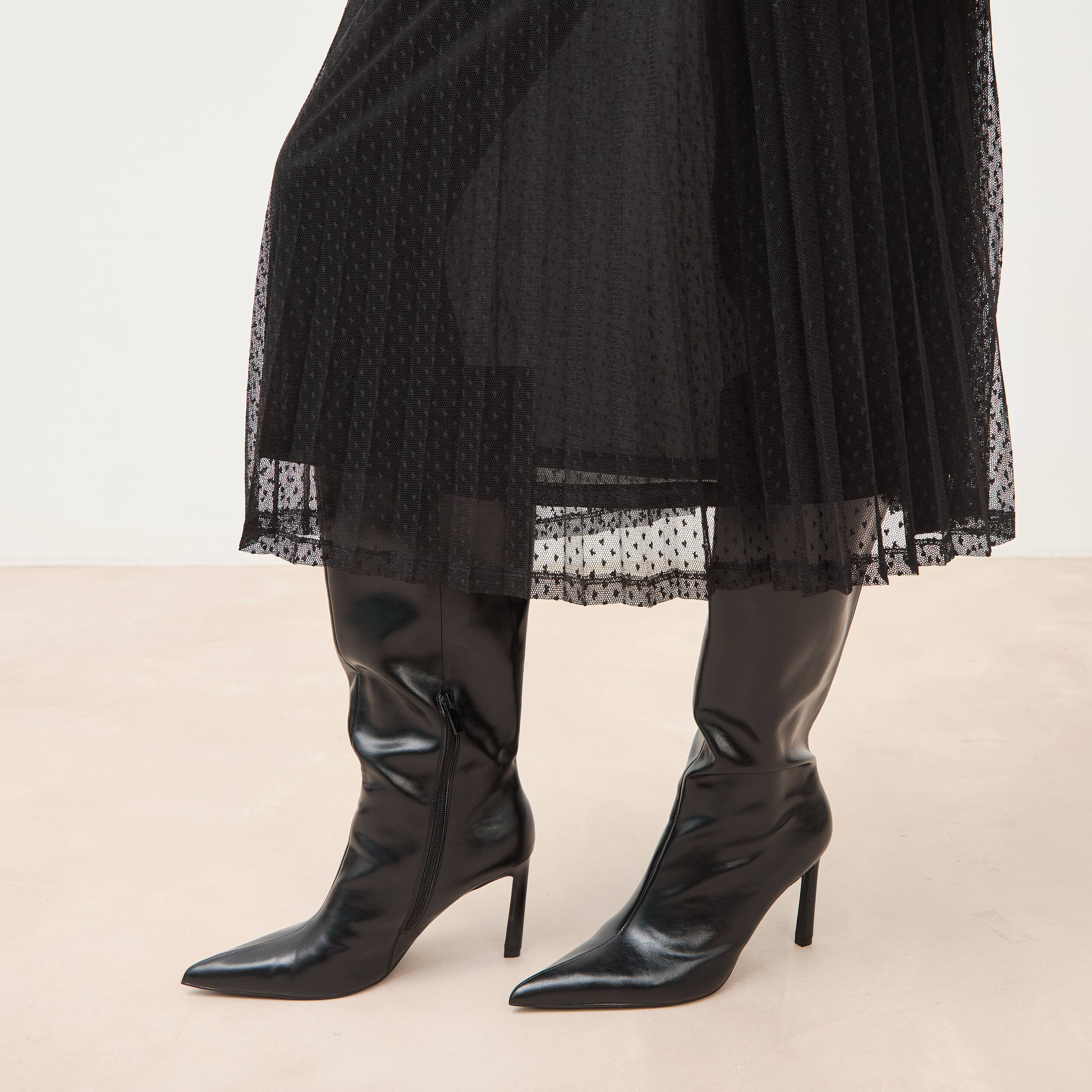 Jupe avec doublure noir femme