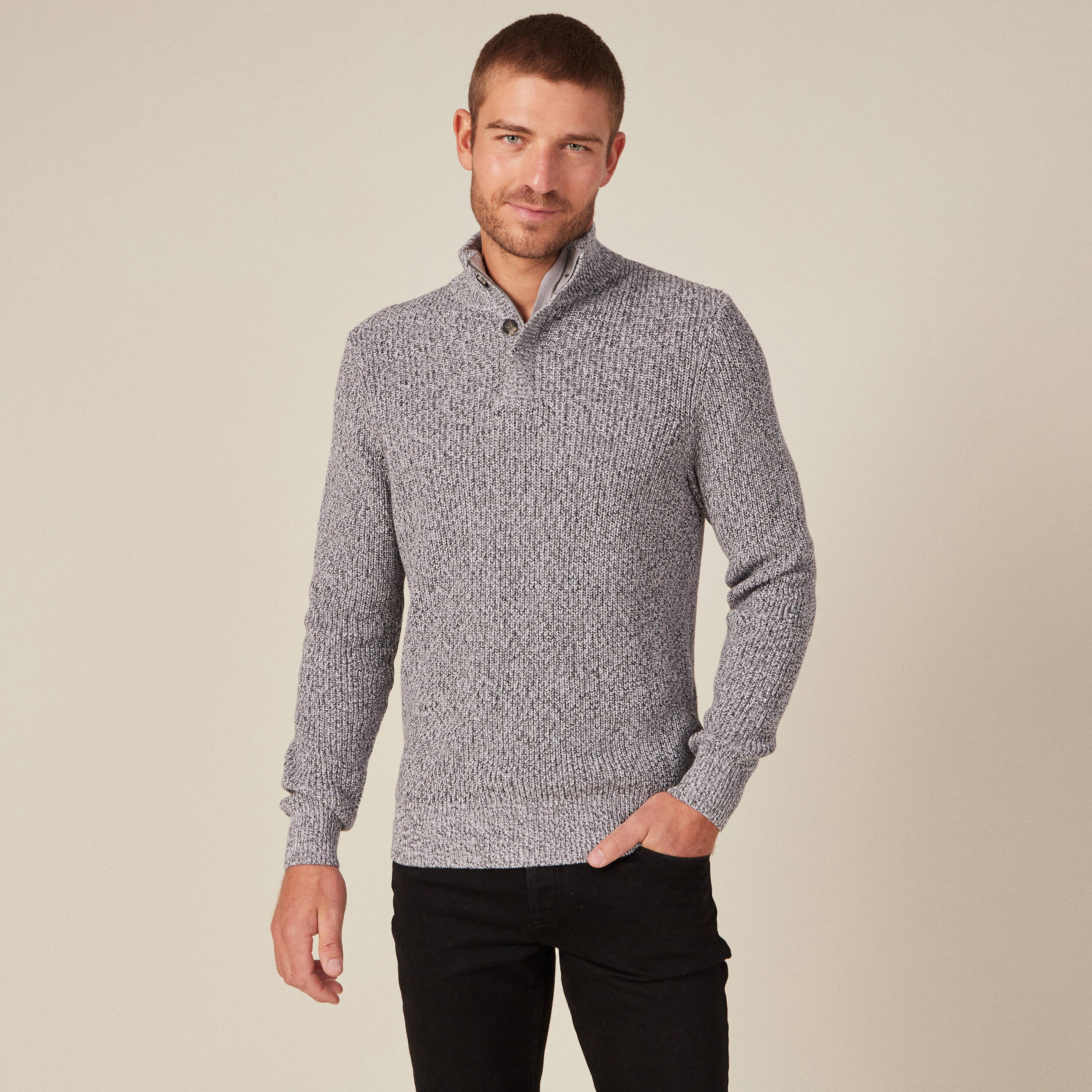 Pull manches longues gris foncé homme Bonobo