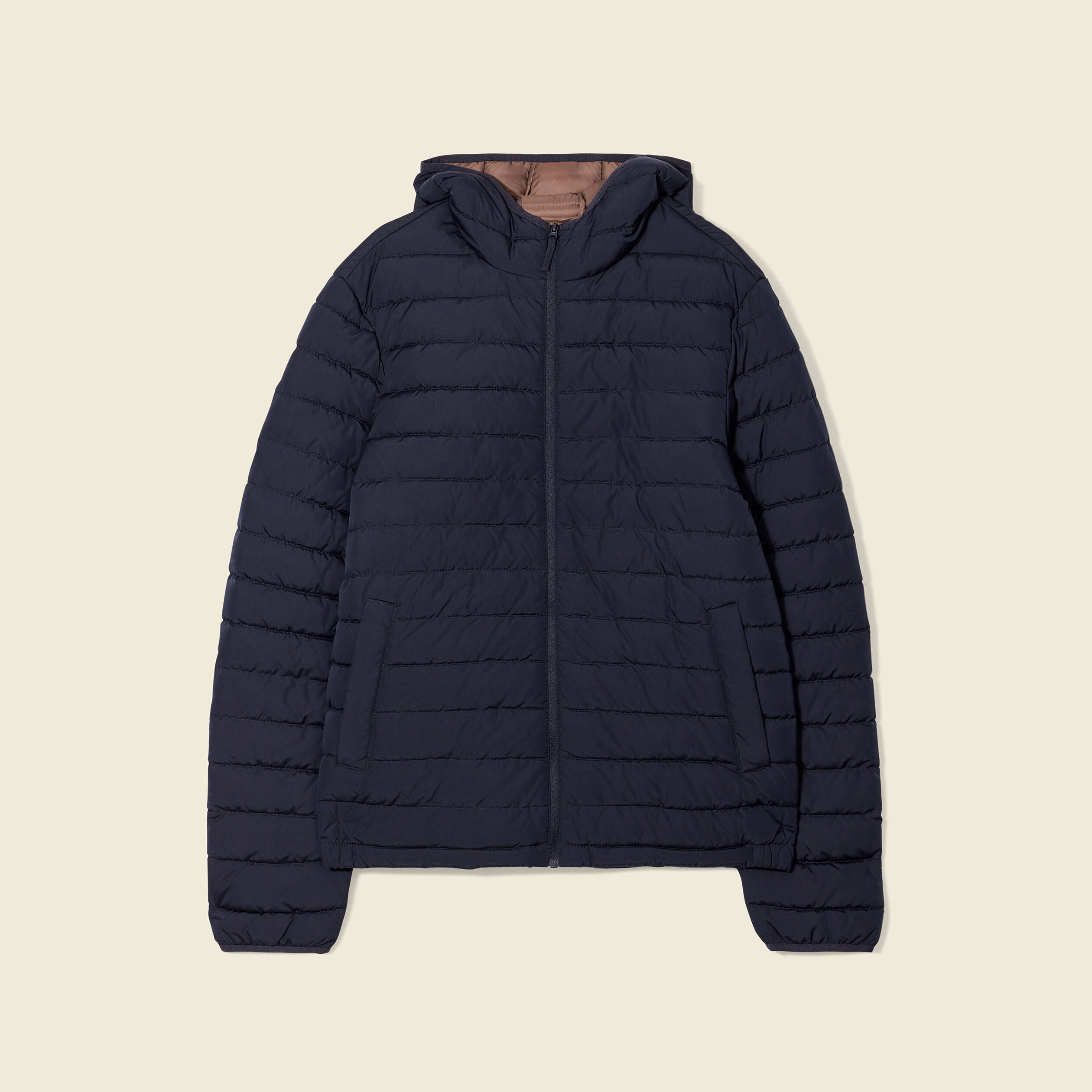 doudoune droite a capuche bleu marine homme Doudoune droite à capuche bleu marine homme
