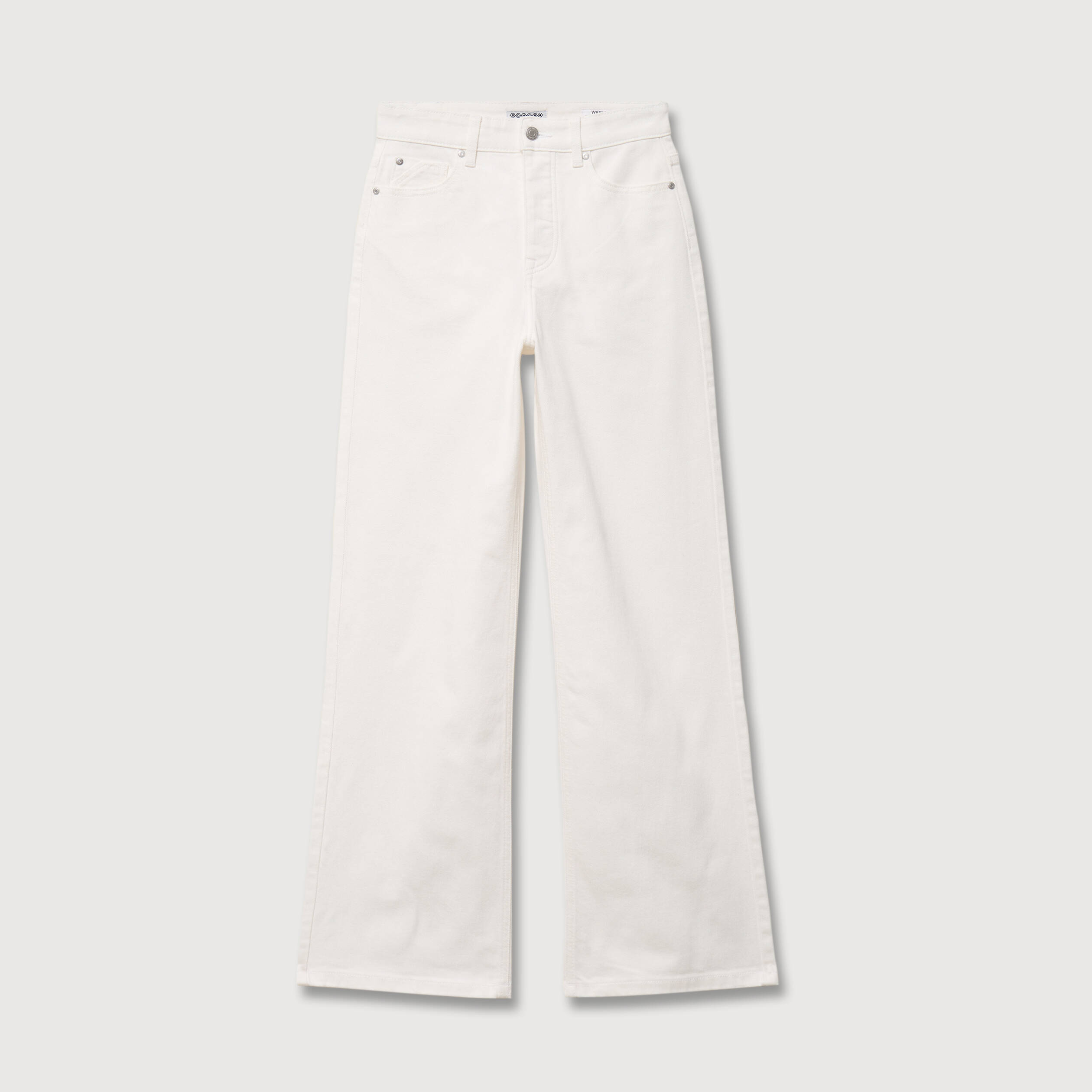 Jeans large taille haute denim blanc femme