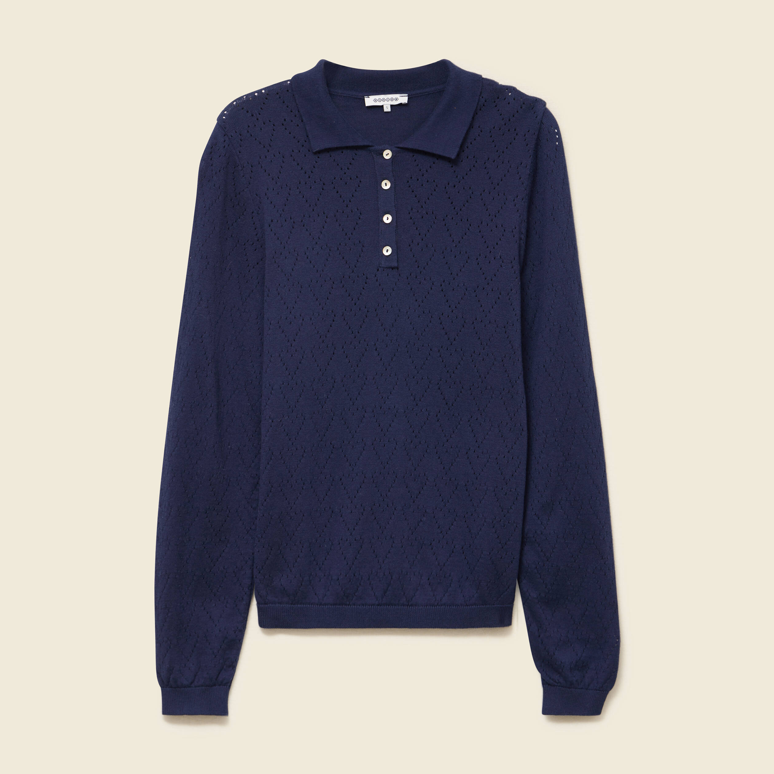 pull ajoure manches longues en coton bleu marine femme Pull ajouré manches longues en coton bleu marine femme