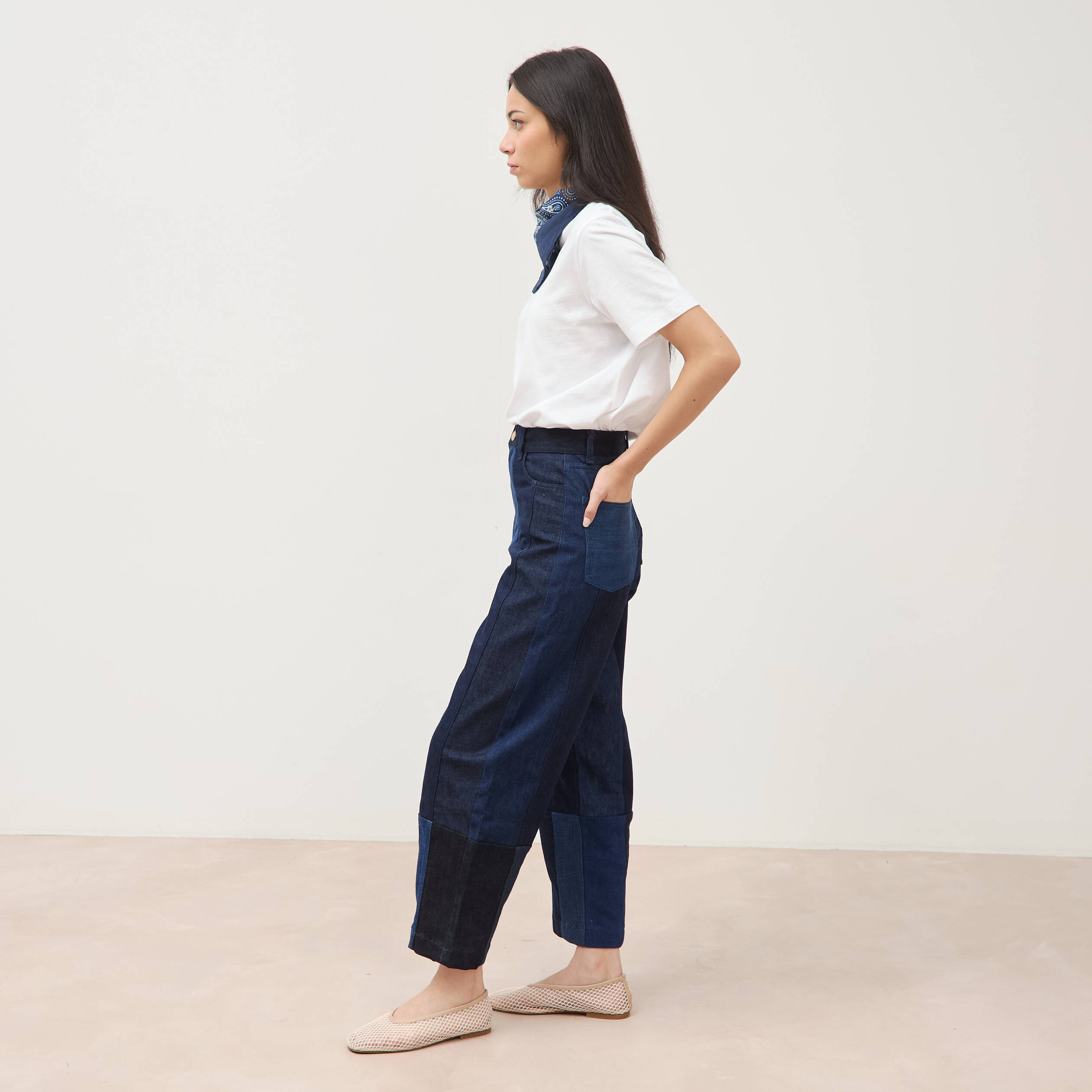Jeans barrel taille standard denim stone femme