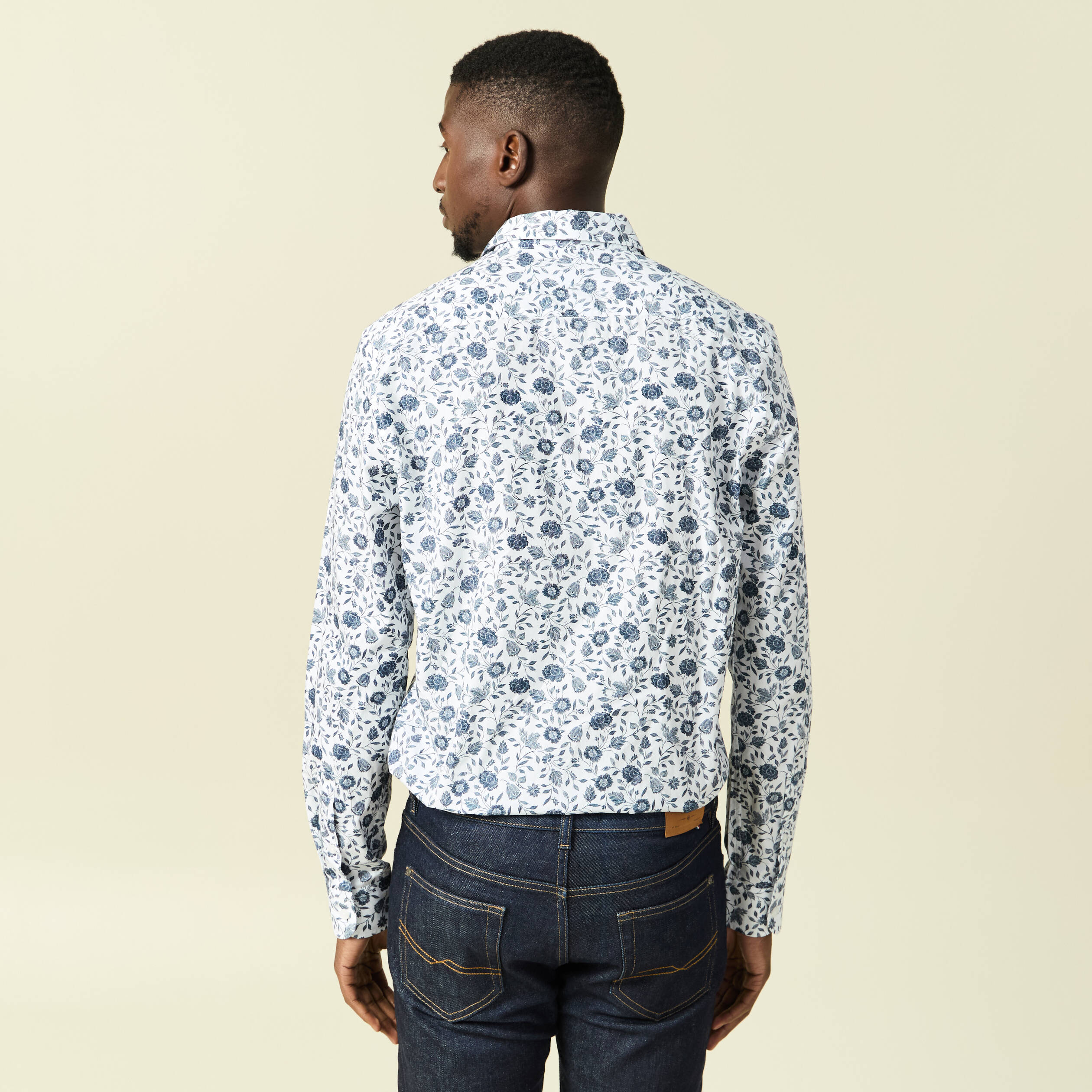 Chemise en coton manches longues blanc homme