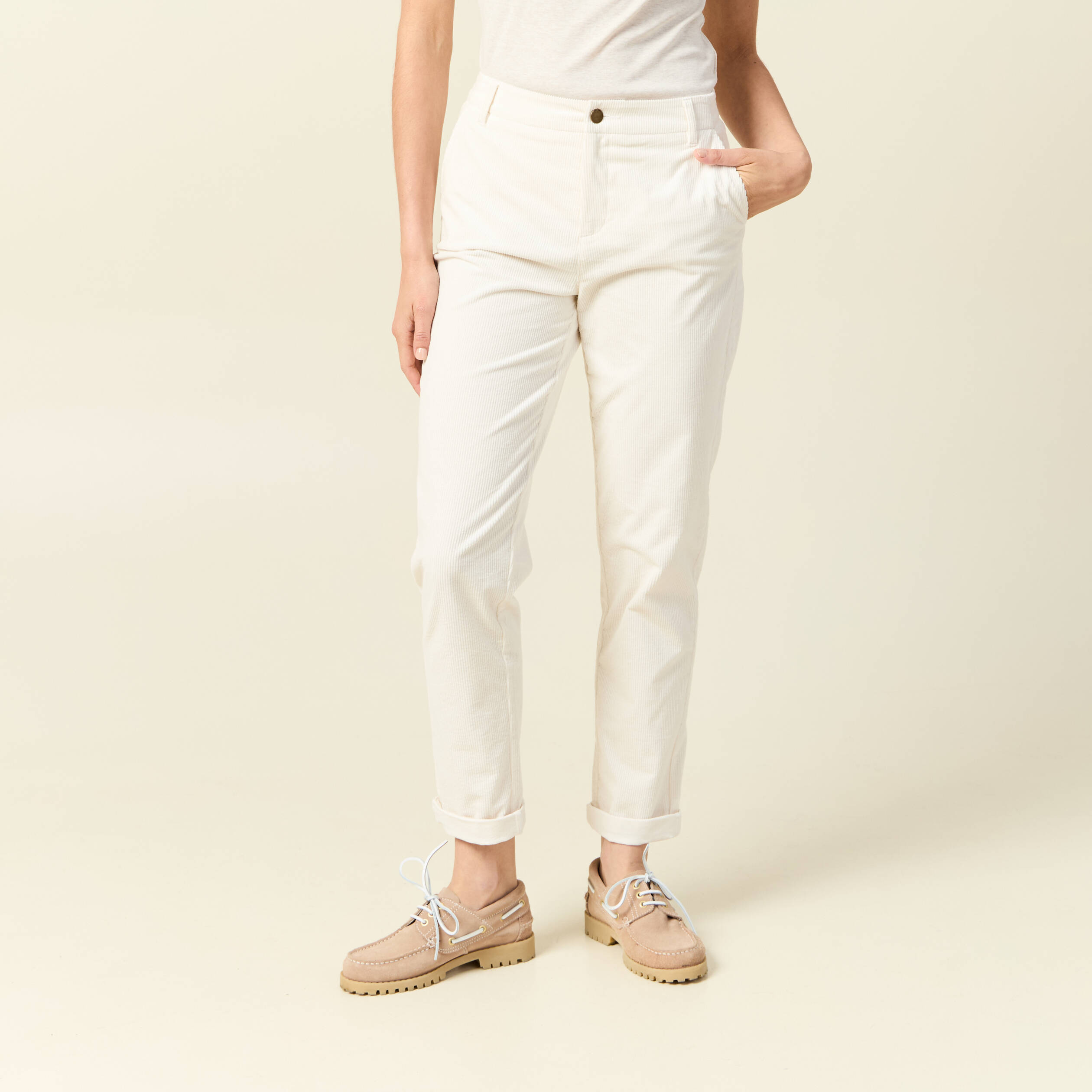 Comment Porter Pantalon Lin Ecru Femme Pantalon Large à Rayures En