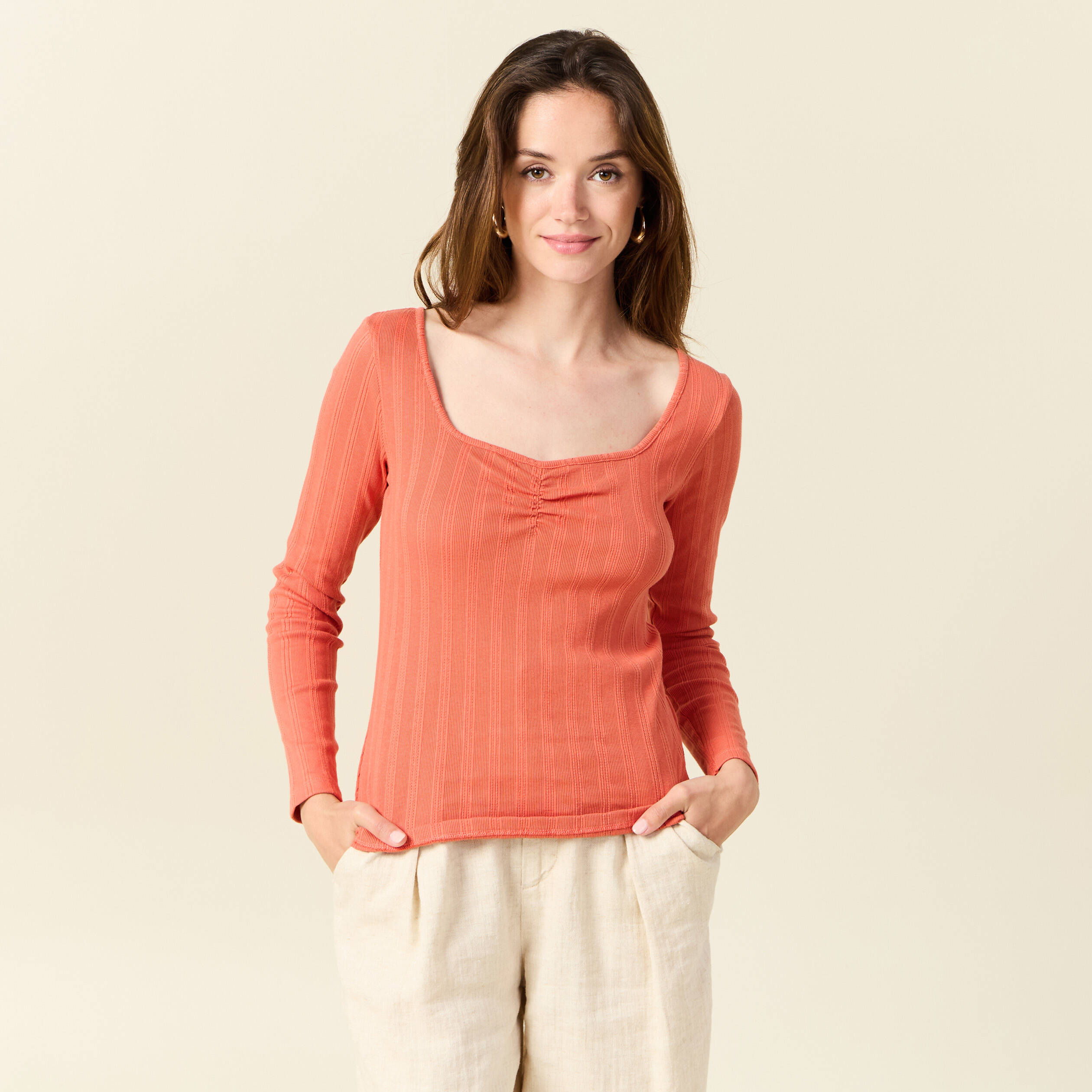 Chemise Femme Panhandle Slim Manches Longues Bleu Orange - Sud-Ouest - Taille S (Occasion)