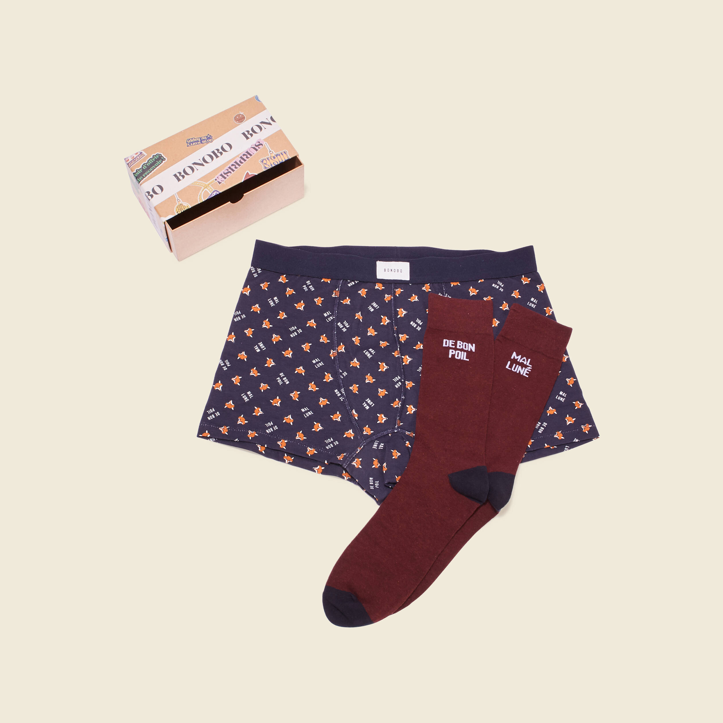 Ensemble boxer et chaussettes multicolore homme