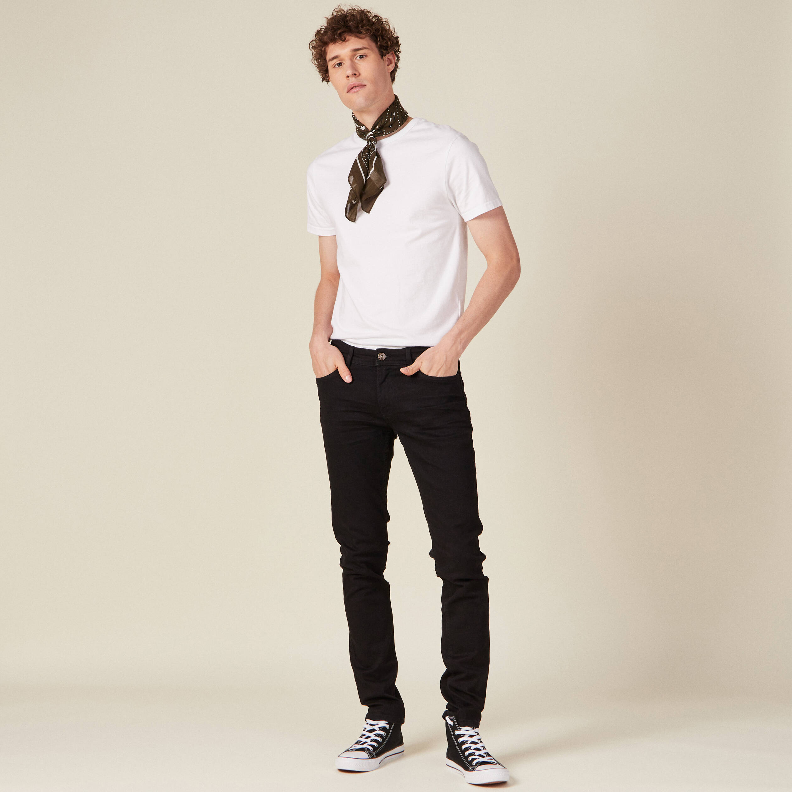 Jeans slim stretch longueur 34 denim noir homme