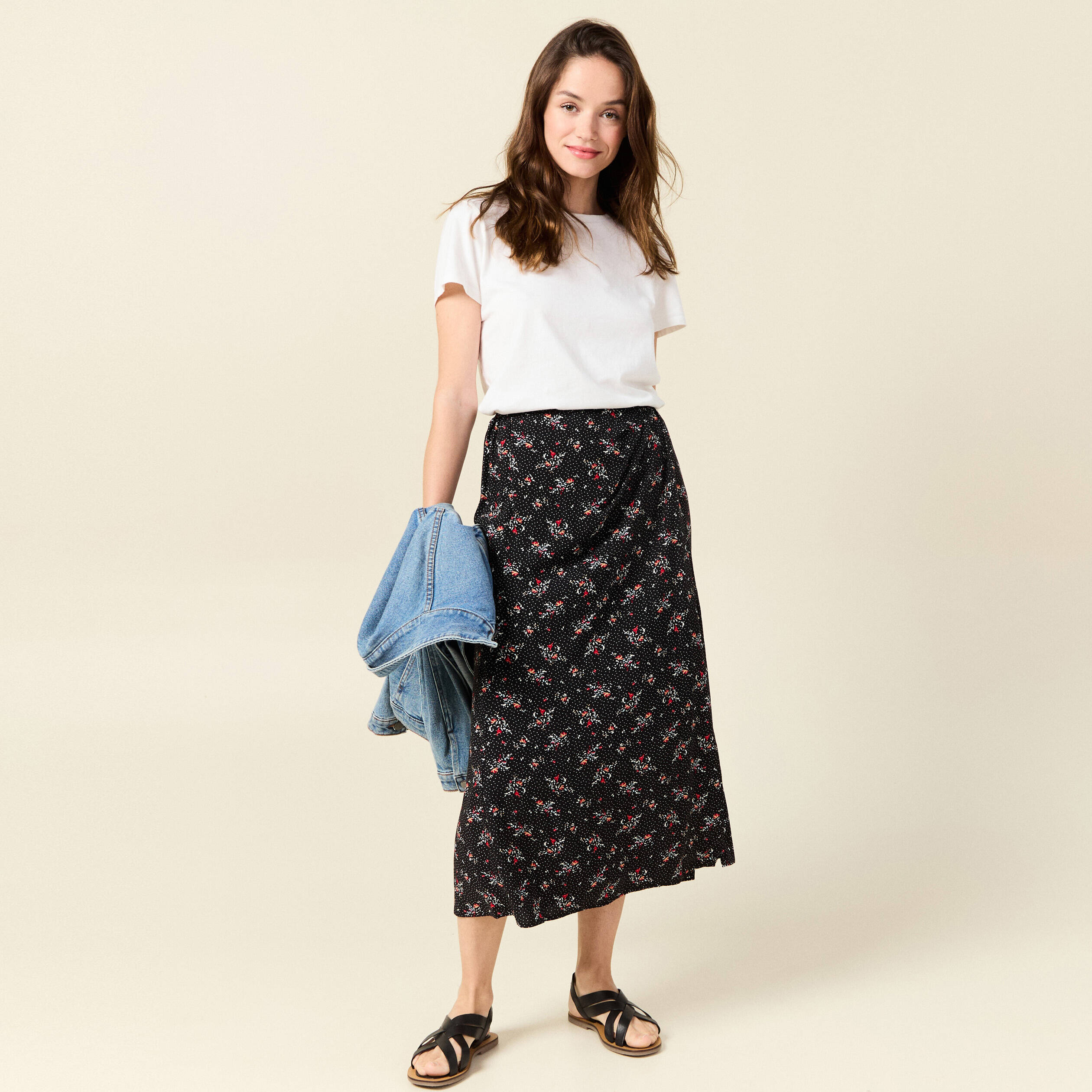 jupe longue evasee noir femme Jupe longue évasée noir femme