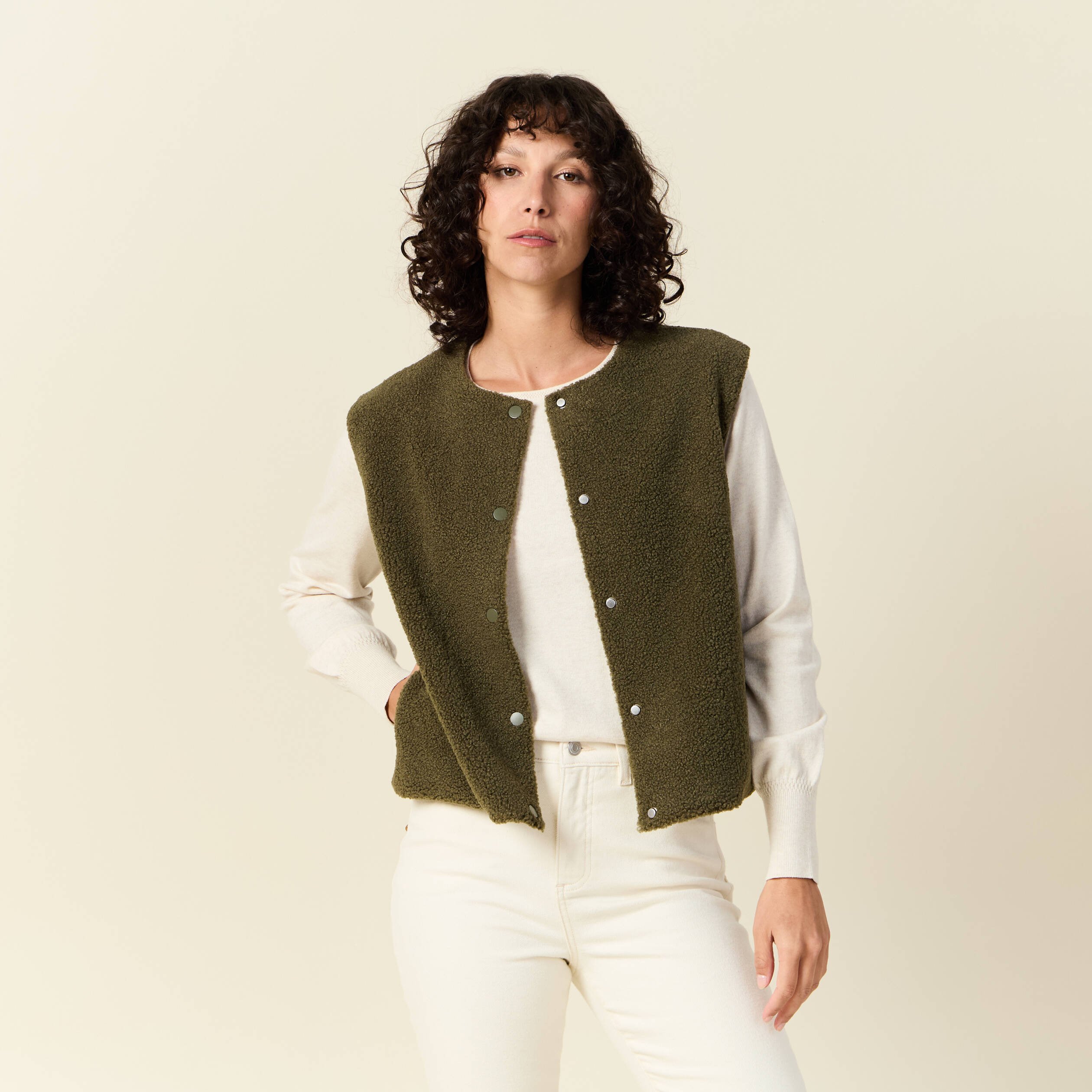 Gilet sans manches vert kaki femme Bonobo