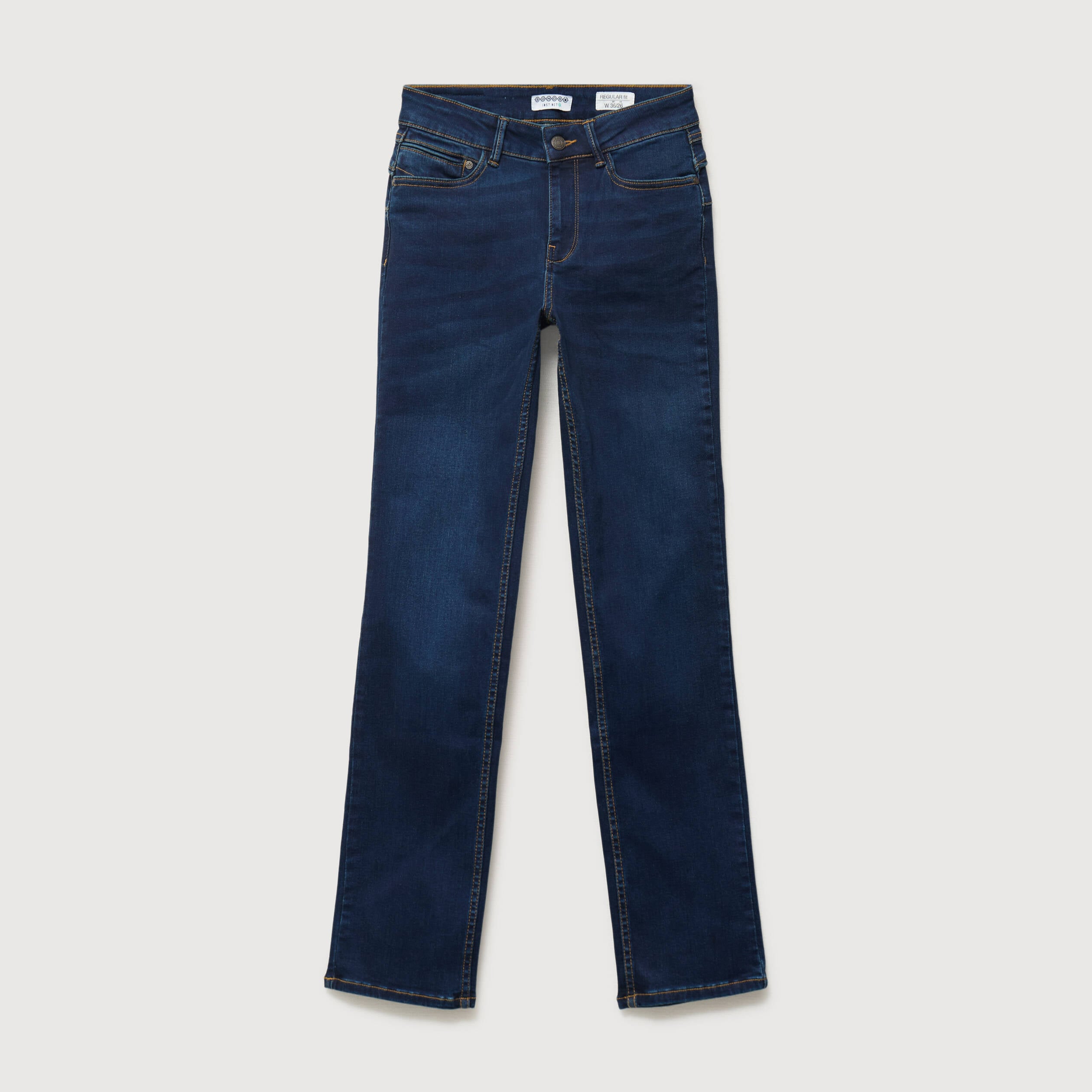 Jeans regular taille haute denim brut femme