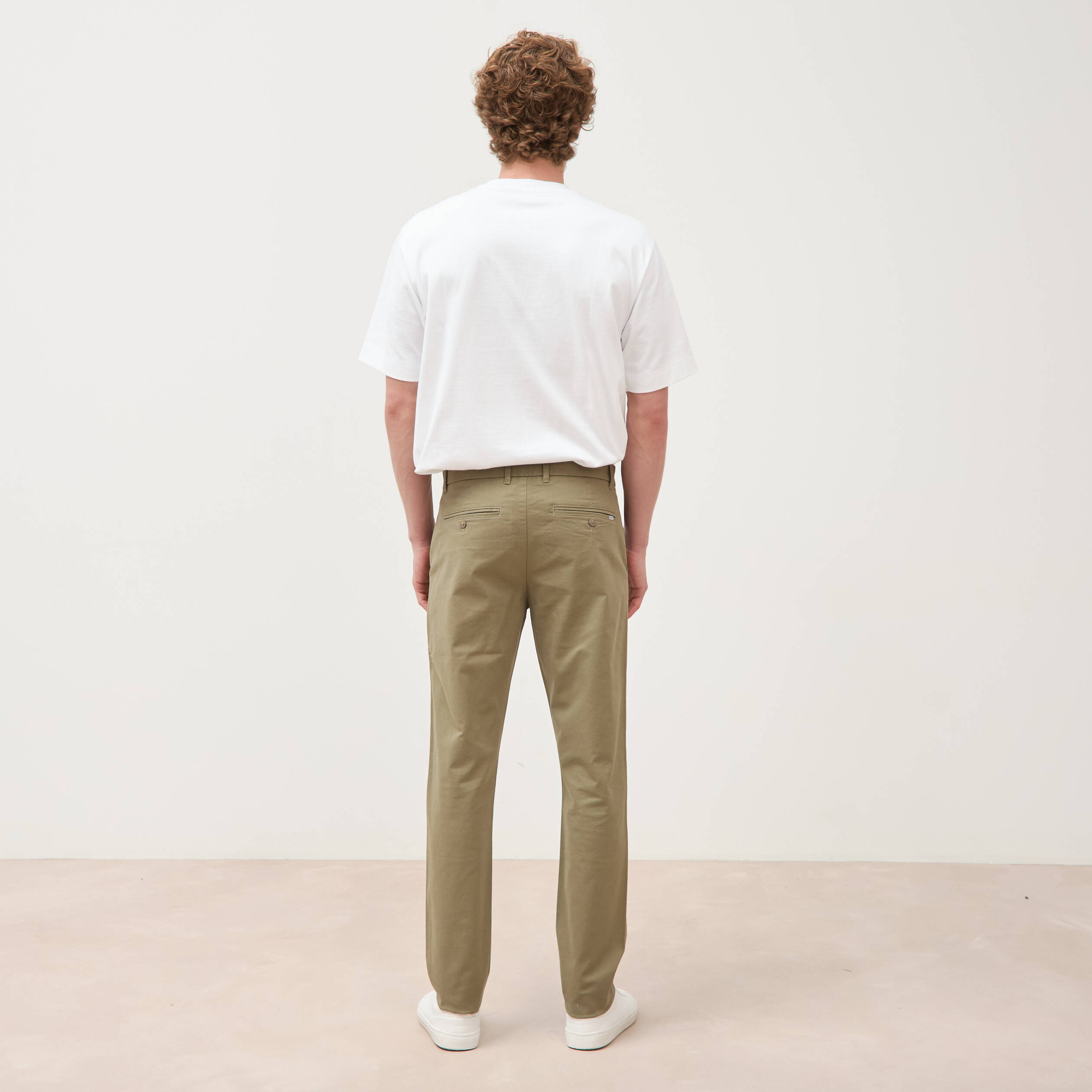 Pantalon chino slim vert kaki homme